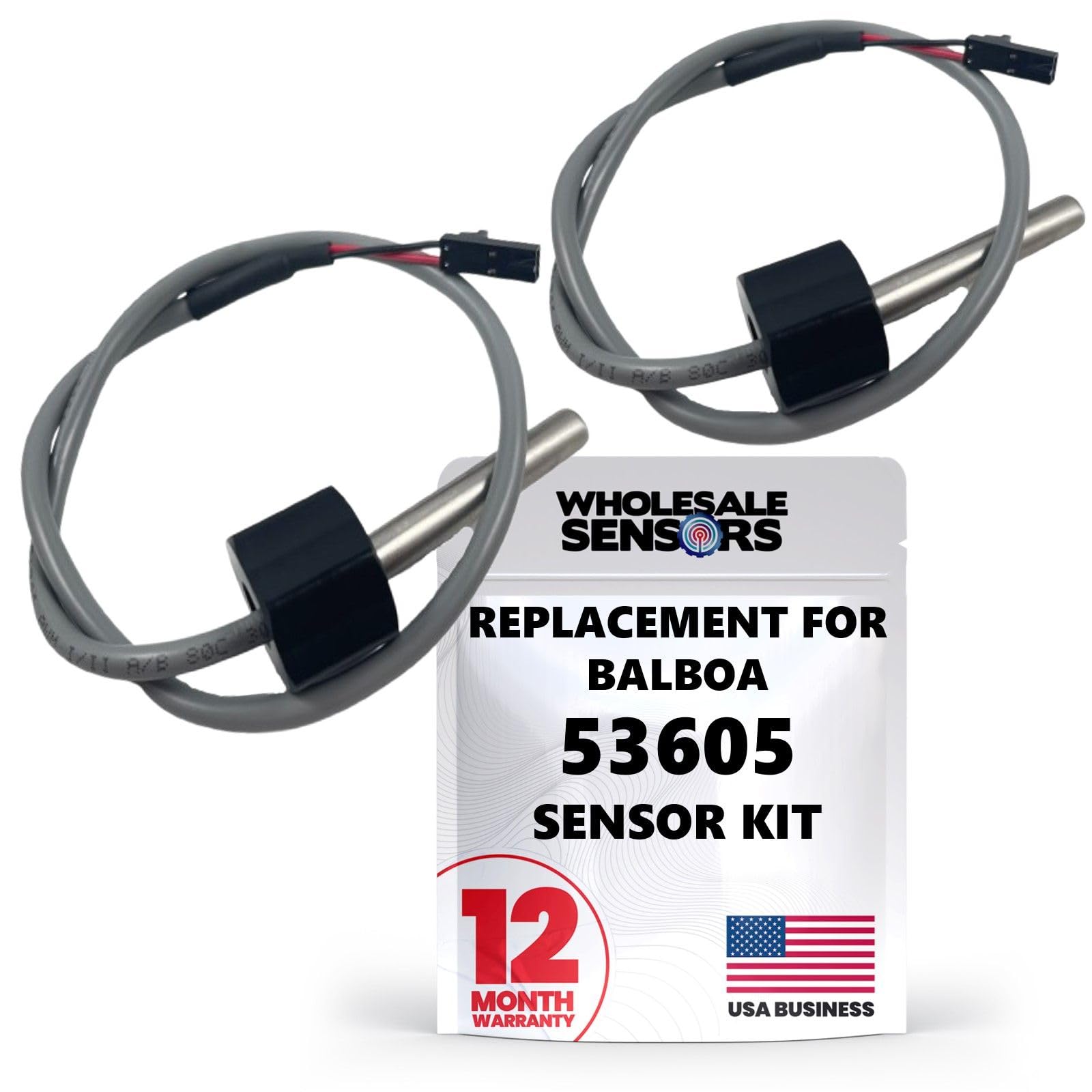 Wholesale Sensors Replacement Balboa M7 Sensor Kit, 12" Cable, Temp/Hi Limit, 1/4" Bulb, 2-pin, 53605 12 Month Warranty