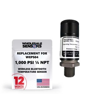 WEPS04 Wireless Bluetooth Pressure Sensor Transducer 1/4"NPT, 1,000PSI - Made in The USA