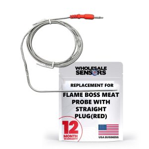Replacement Flame Boss High Temperature Meat Probe with Straight Plug (Red) 12 Month Warranty