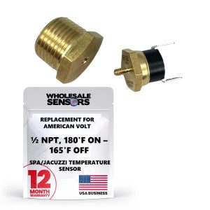 Replacement for American Volt Electric Radiator Fan Thermostat - 12 Month Warranty - Temperature Switch with Thread-in Brass Probe (1/2" NPT, 180'F On - 165'F Off)