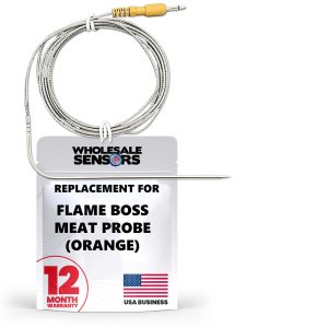 Flame Boss Replacement High Temperature Meat Probe with Straight Plug (Orange) 12 Month Warranty
