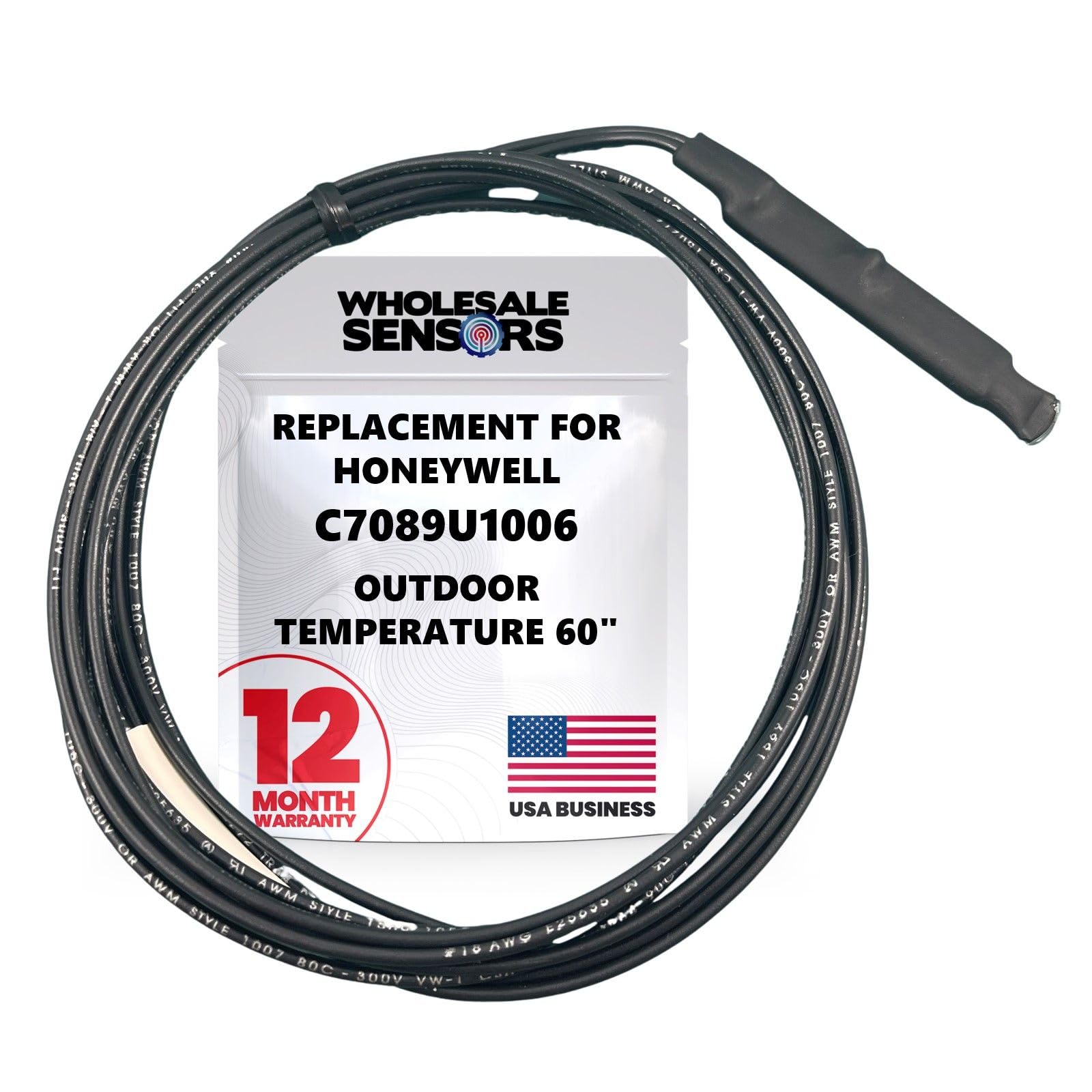 Replacement for Honeywell C7089U1006 Outdoor Temperature 60" Leads 12 Month Warranty