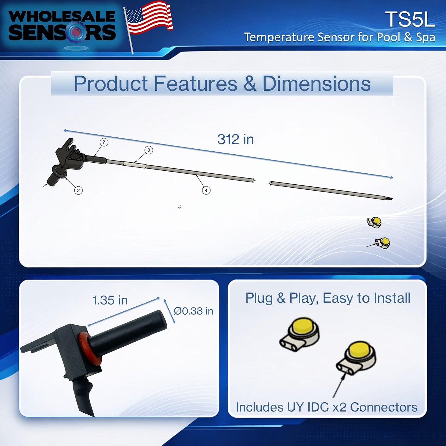 Wholesale Sensors Replacement for Pentair TS5L Linear Spa Temperature Sensor 12 Month Warranty - Image 3