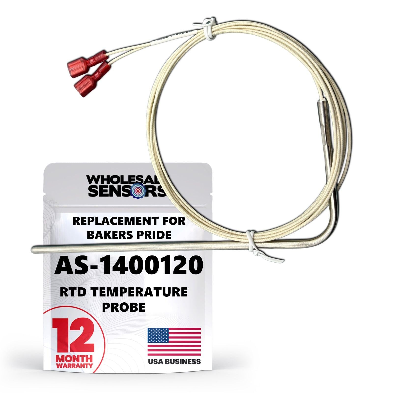 Replacement for Bakers Pride AS-1400120 RTD Probe for Convection Oven, 12 Month Warranty & USA Support