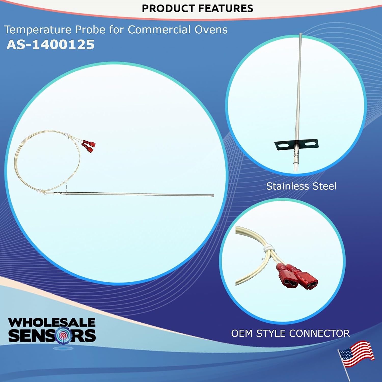 Replacement for Bakers Pride AS-1400125, Probe RTD, 12 Month Warranty - Image 3