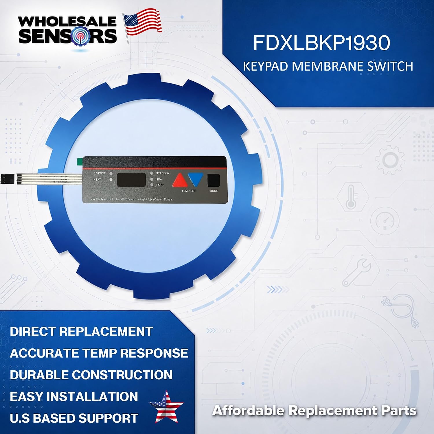 Replacement Hayward FDXLBKP1930 Keypad Membrane Switch,12 Month Warranty for Pool Heaters - Image 2