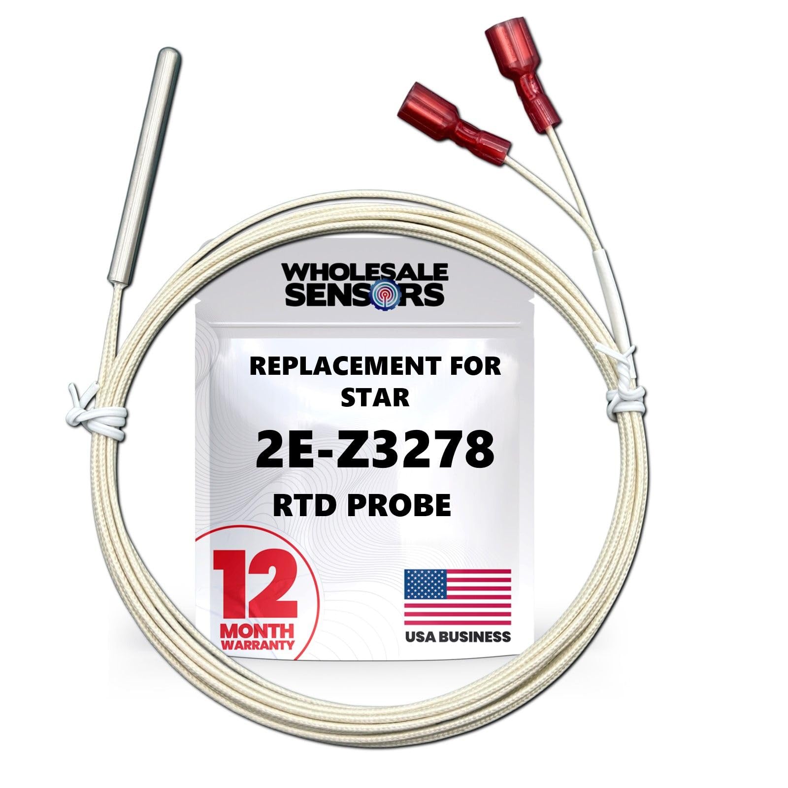 Replacement for Star 2E-Z3278 RTD Probe, 48" Wire, 12 Month Warranty