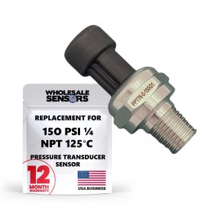 150 PSI Pressure Transducer Sensor with Cable, 1/4" NPT Stainless Steel for Oil Fuel Water Air 125�C 12 Month Warranty
