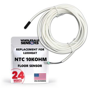 Replacement LuxHeat Temperature Floor Sensor, NTC 10kohm, 20ft Probe, 24 Month Warranty, Made in The USA