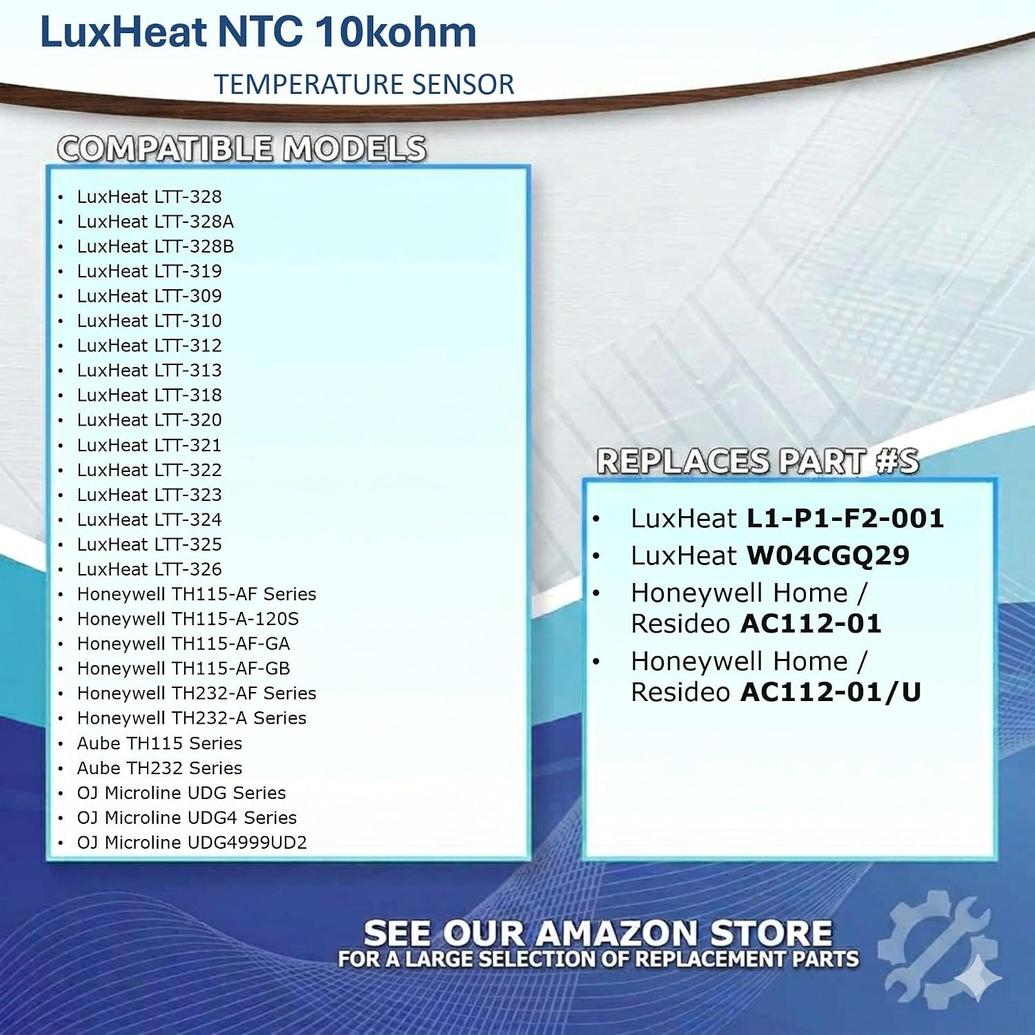 Replacement LuxHeat Temperature Floor Sensor, NTC 10kohm, 20ft Probe, 24 Month Warranty, Made in The USA - Image 3