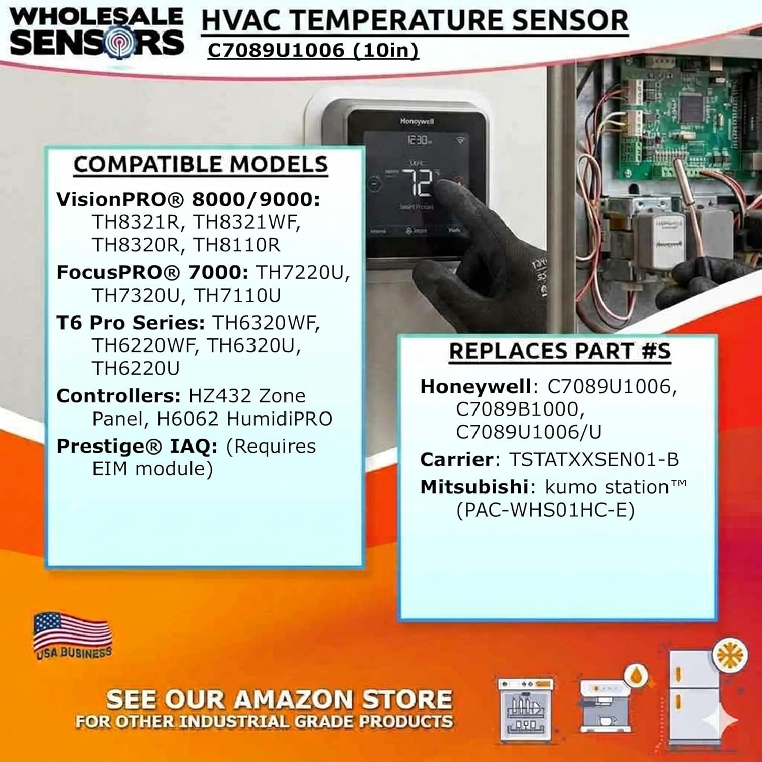 Honeywell C7089U1006 Replacement Outdoor Temperature Sensor with Ultimate Accuracy 10" Leads | 12 Month Warranty - Image 3