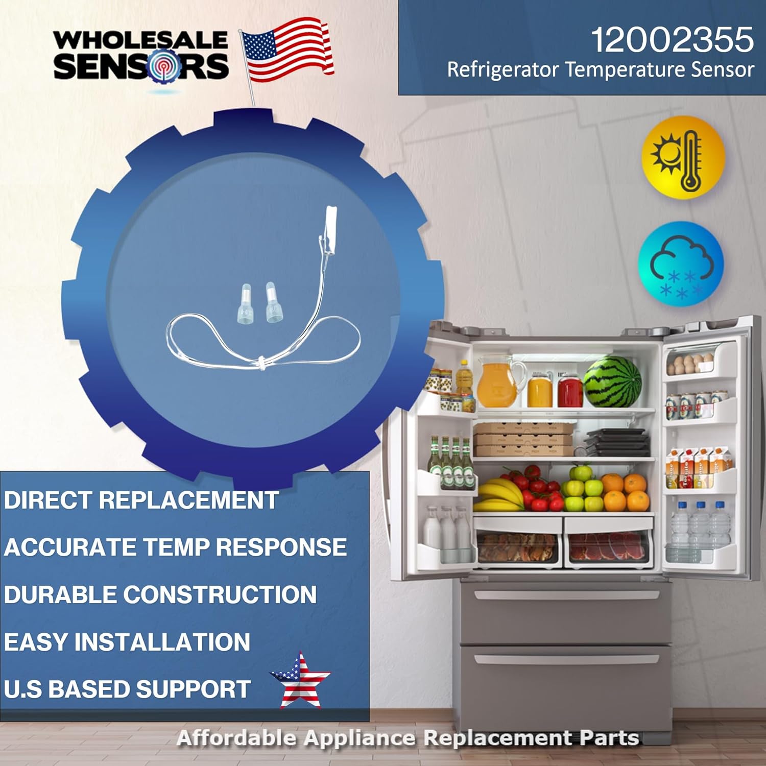 Replacement for Whirlpool 12002355 Refrigerator Thermistor Kit 24 Month Warranty & USA Support - Image 2