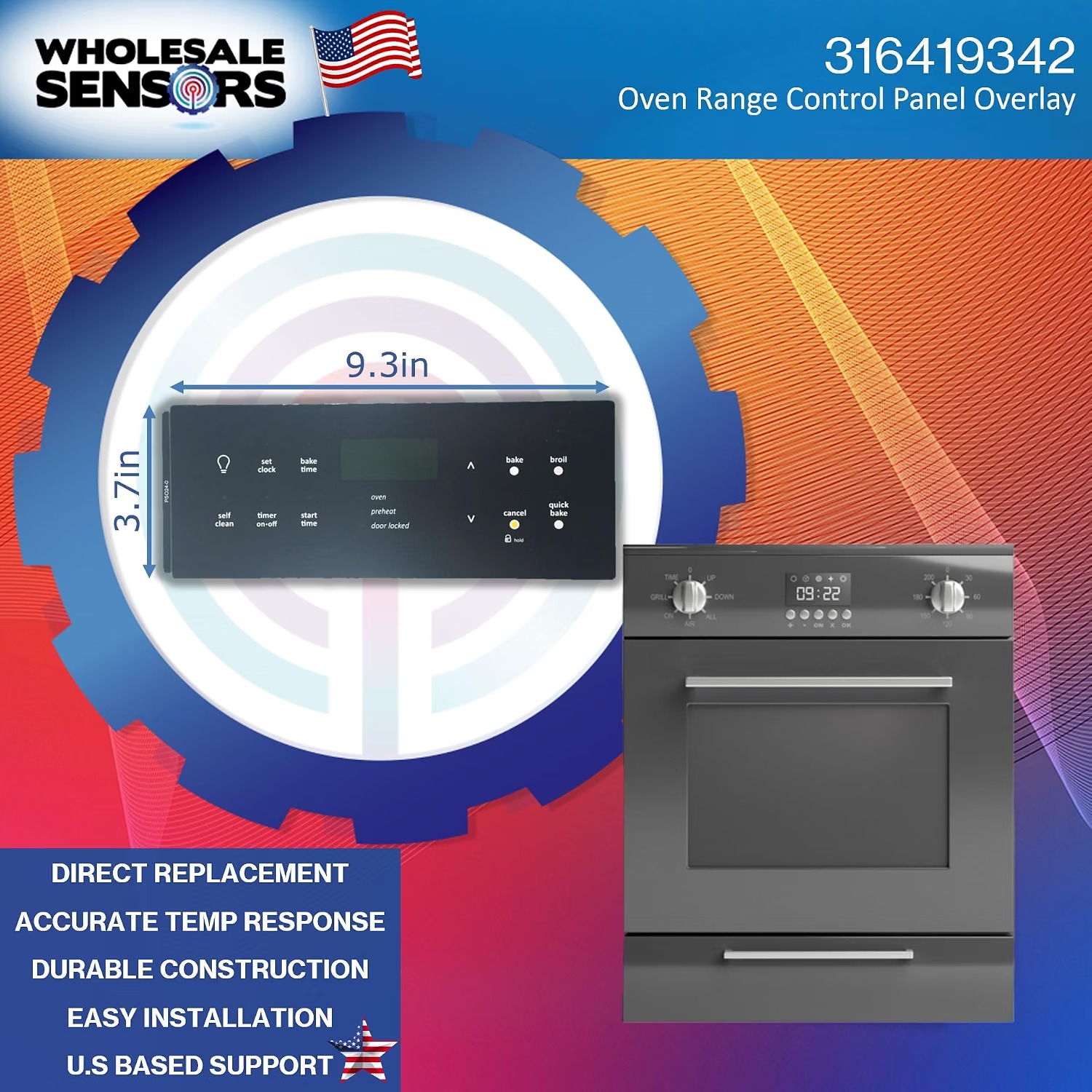 Frigidaire 316419342 Replacement Range Stove Oven Control Overlay 12 Month Warranty - Image 2