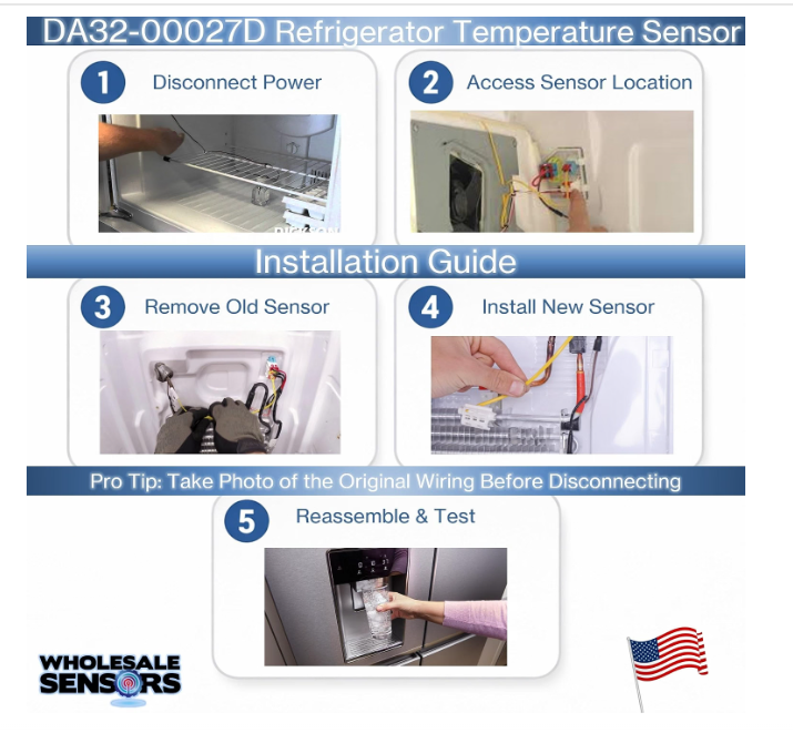 Samsung DA32-00027D Refrigerator Temperature Sensor Replacement