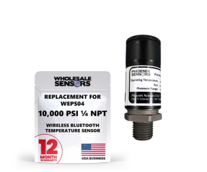 Reliable Wireless Bluetooth Pressure Transducer, 10,000 PSIG, 1/4"-18NPT Thread | WEPS04-2-10KG1