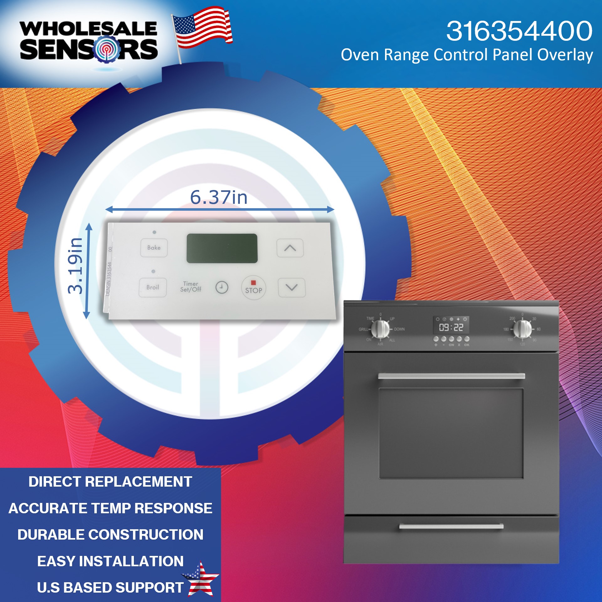 Frigidaire 316354400 White Clock Overlay Replacement for Range Stove Oven
