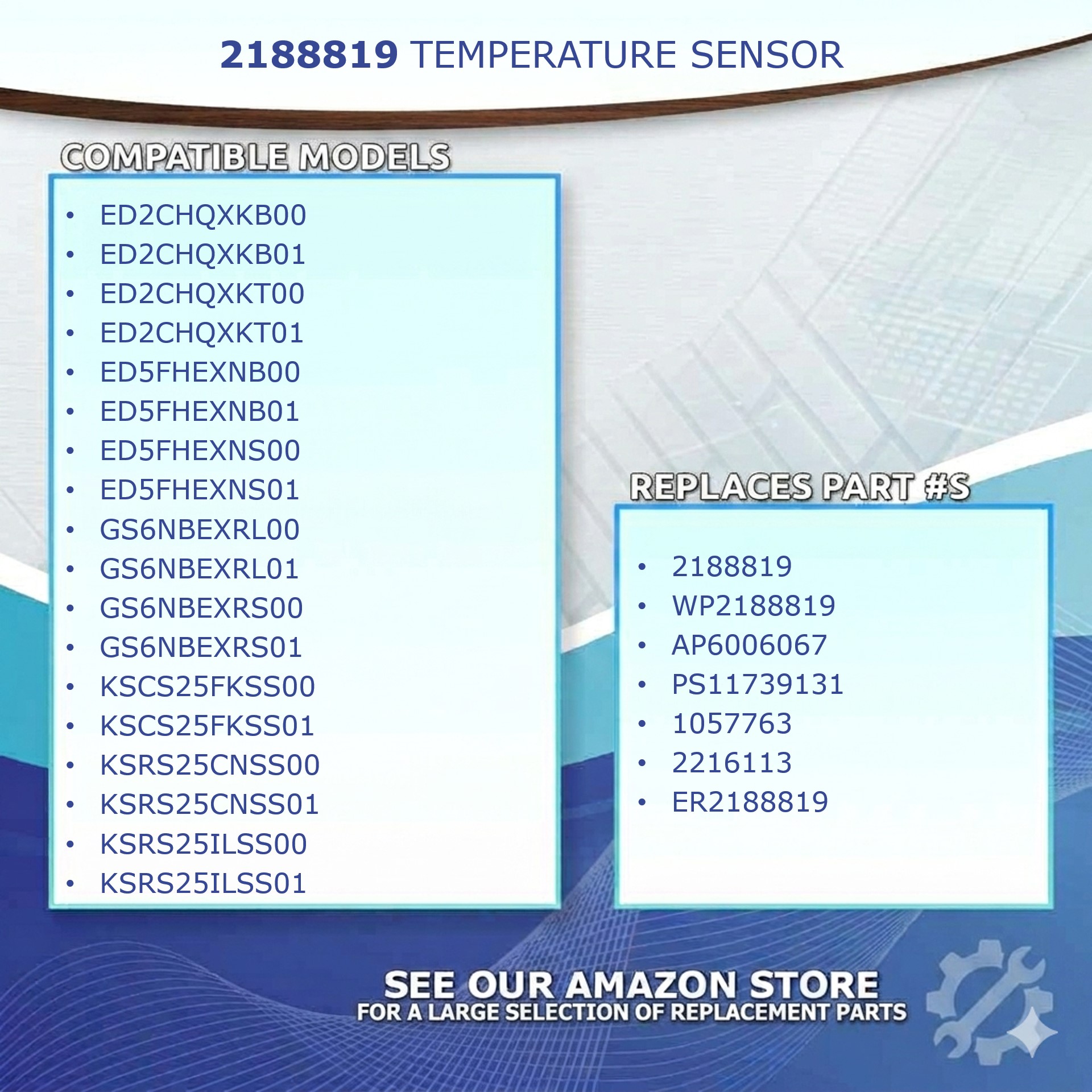Whirlpool 2188819 Refrigerator Air Temperature Sensor Thermistor