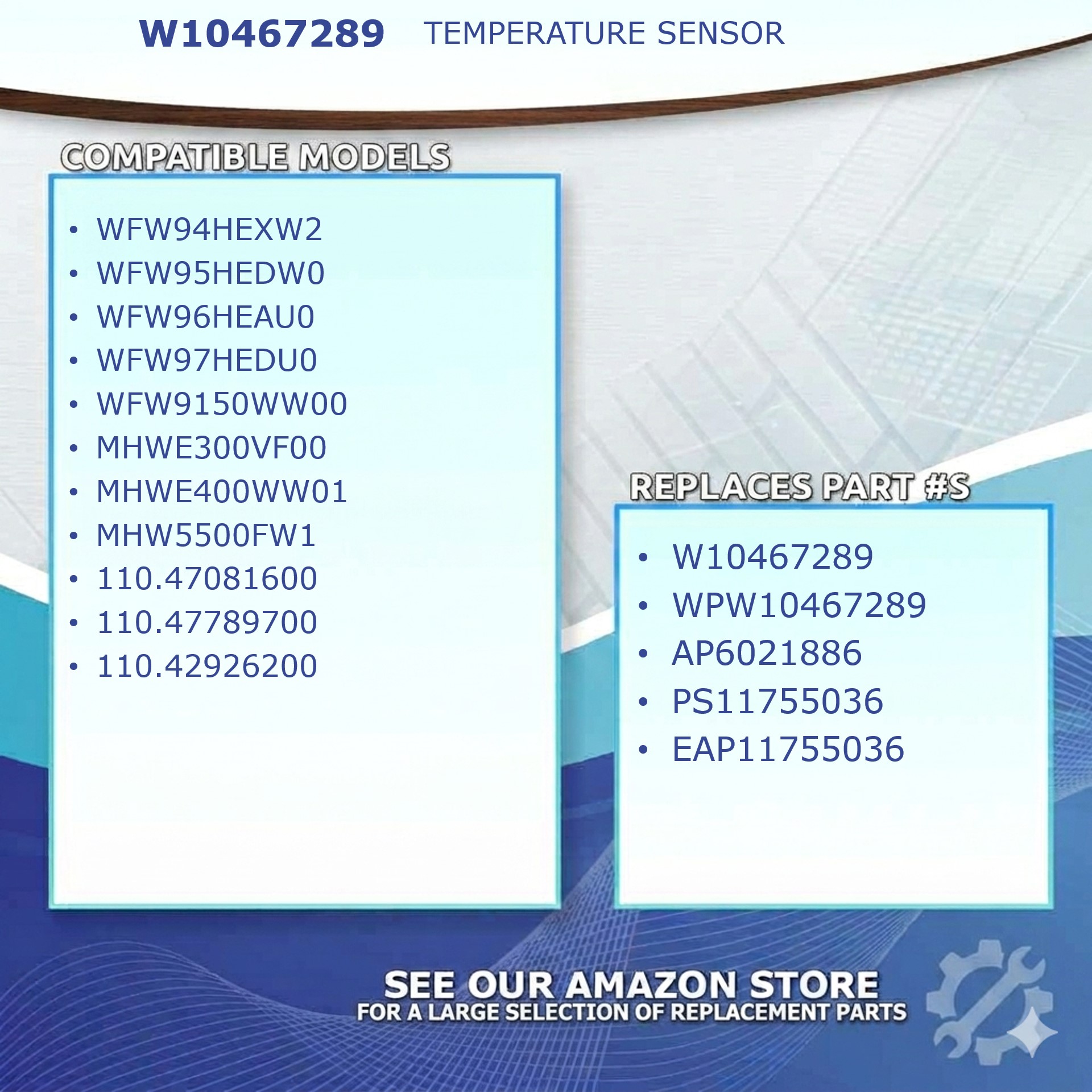 W10467289 Washer Temperature Sensor Replacement for Whirlpool