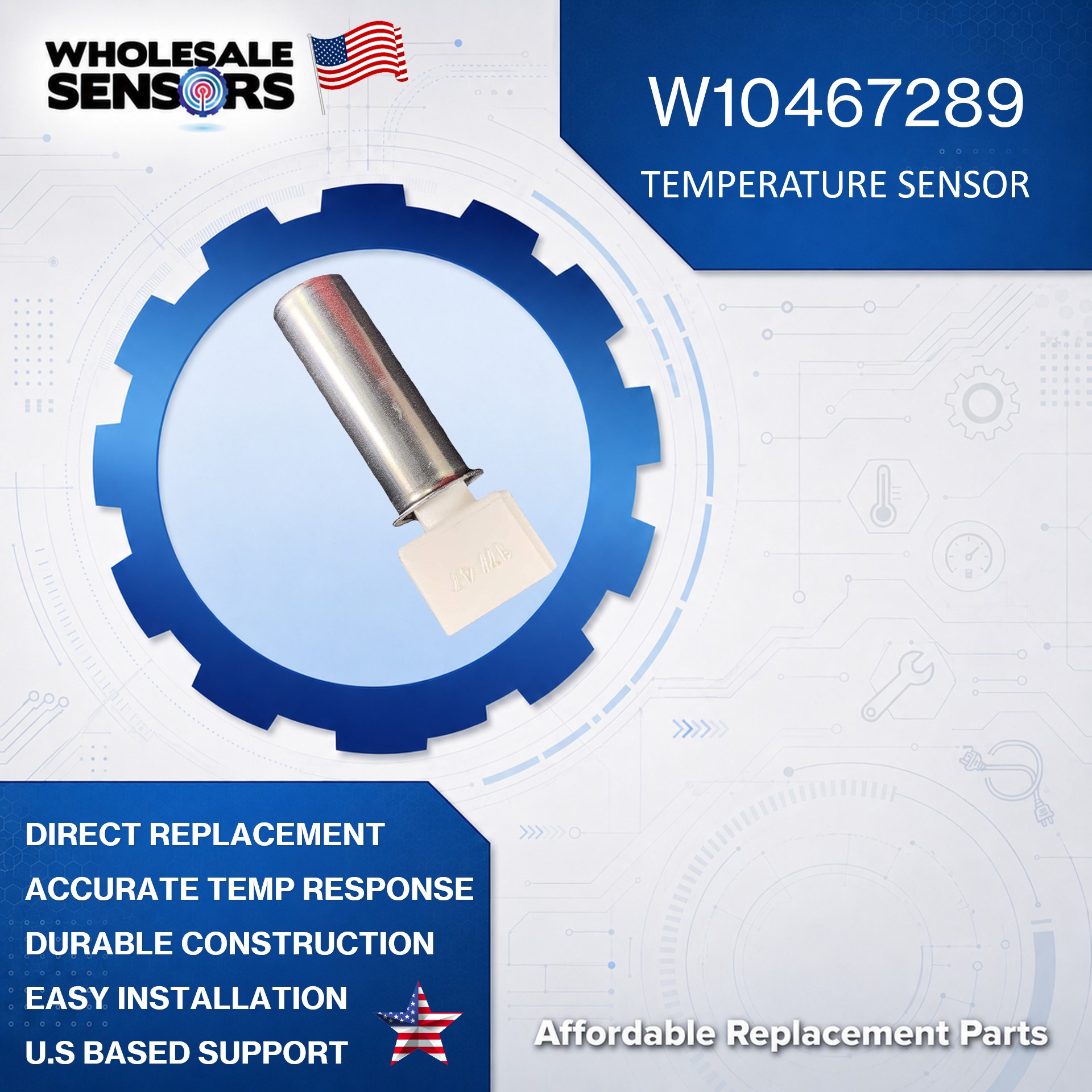 W10467289 Washer Temperature Sensor Replacement for Whirlpool