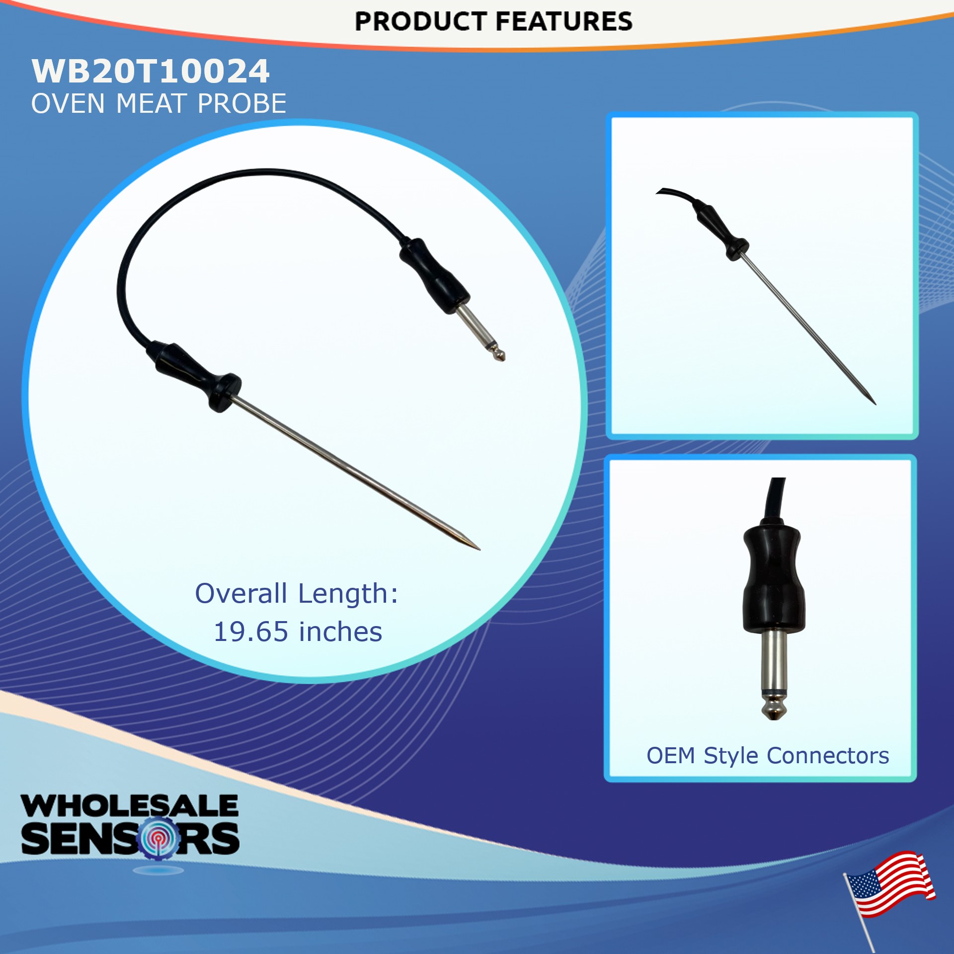 GE WB20T10024 Oven Meat Probe Replacement Thermistor for GE Range Oven with 24 Month Warranty