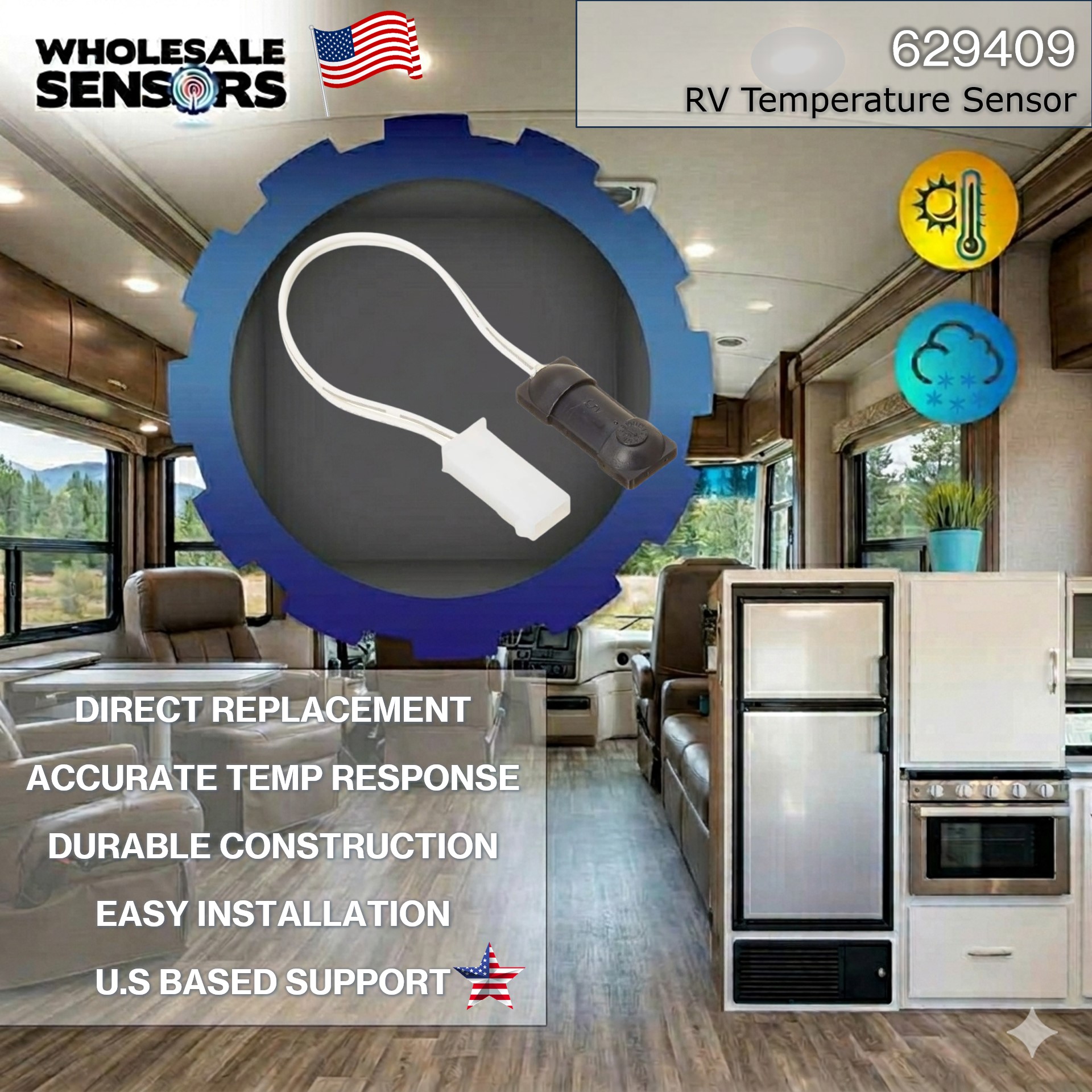 Norcold 629409 Replacement RV Refrigerator Thermistor Sensor