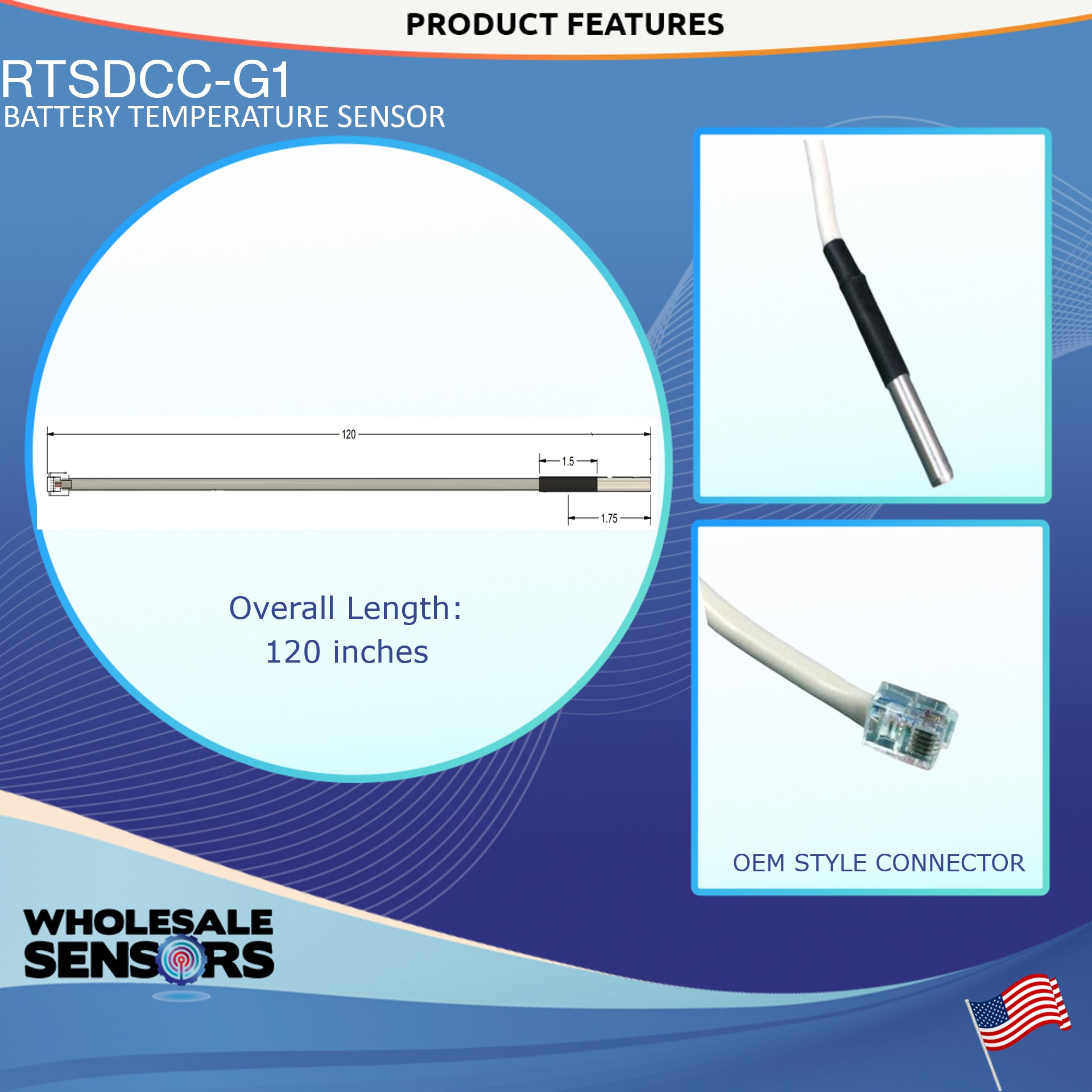 Renogy RTSDCC-G1 Battery Temperature Sensor Replacement