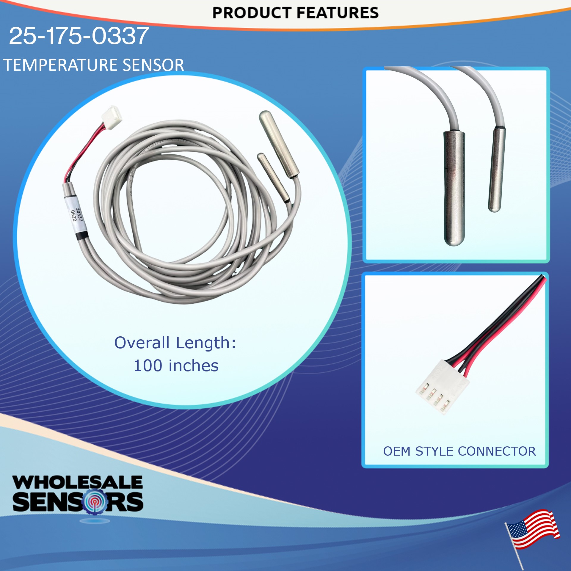 Balboa Water Group 25-175-0337 Sensor Assembly Temperature and Hi-Limit Sensor