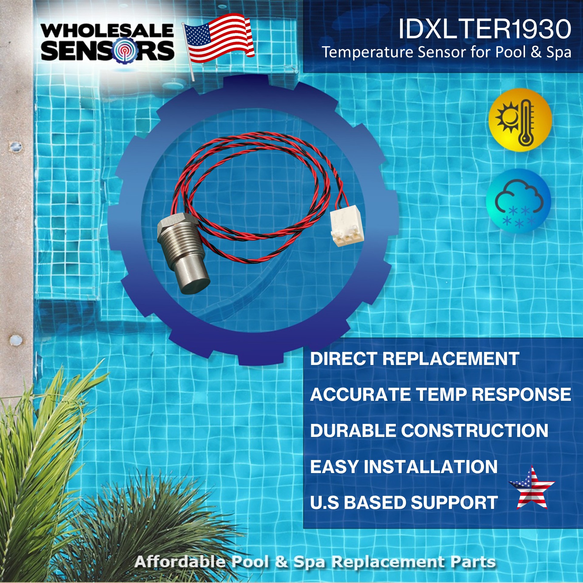 Hayward IDXLTER1930 Replacement Heater Thermistor for H-Series Low NOx Pool Heater