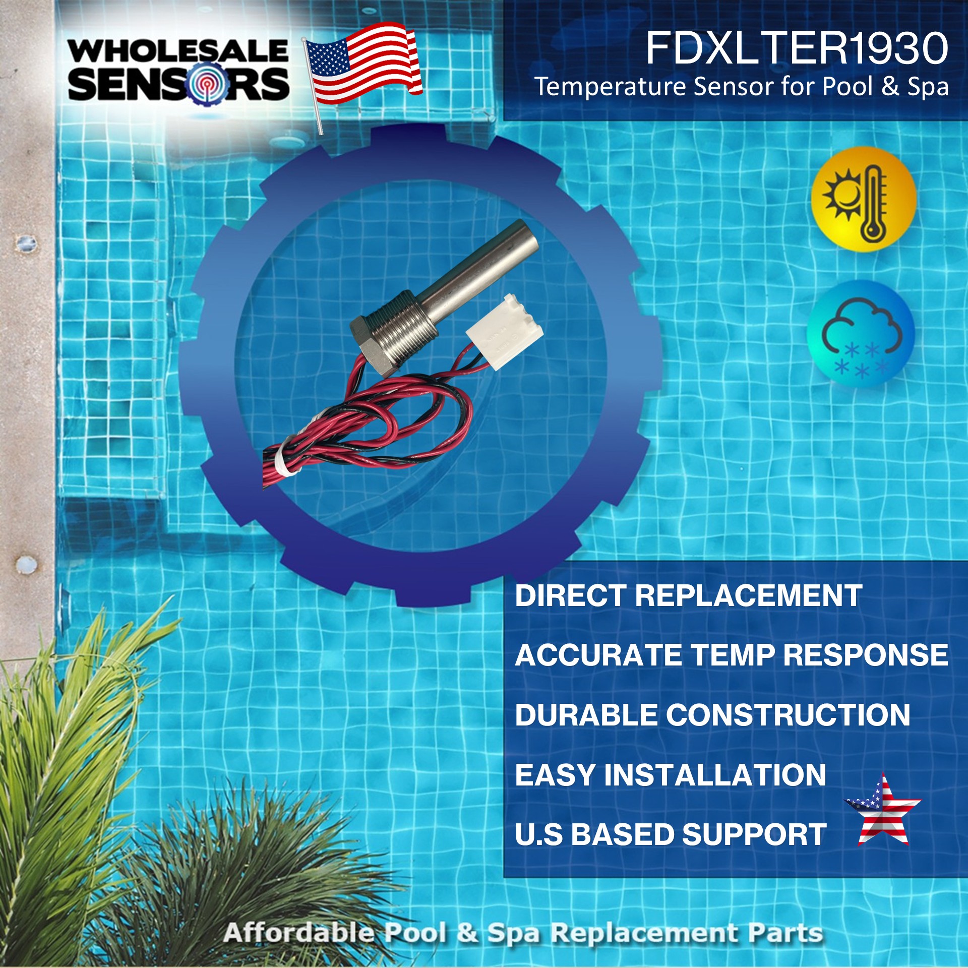 Hayward FDXLTER1930 Replacement Thermistor for Universal H-Series Low NOx Pool Heater
