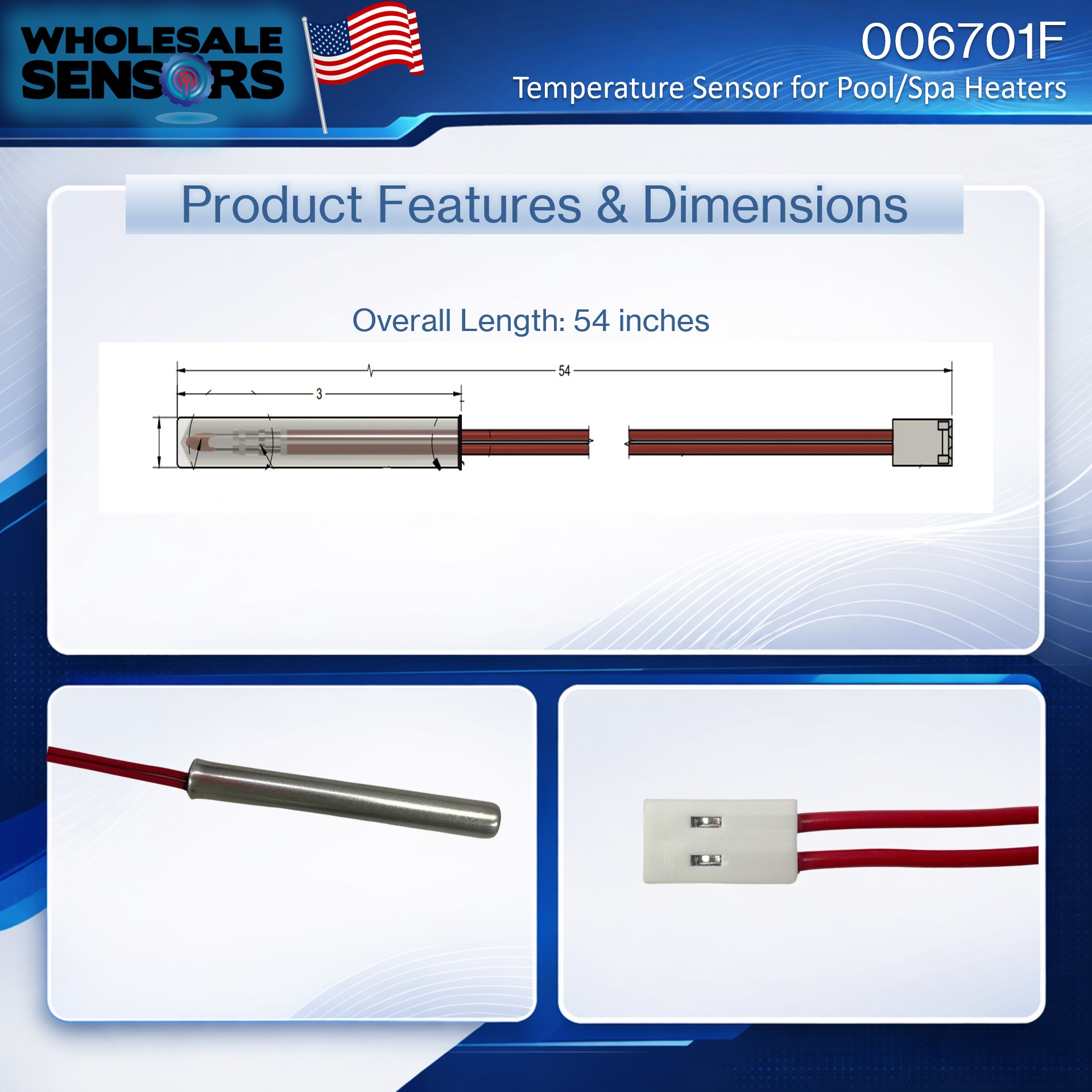 Raypak 006701F Temperature Sensor Replacement for IID Pool and Spa Heaters