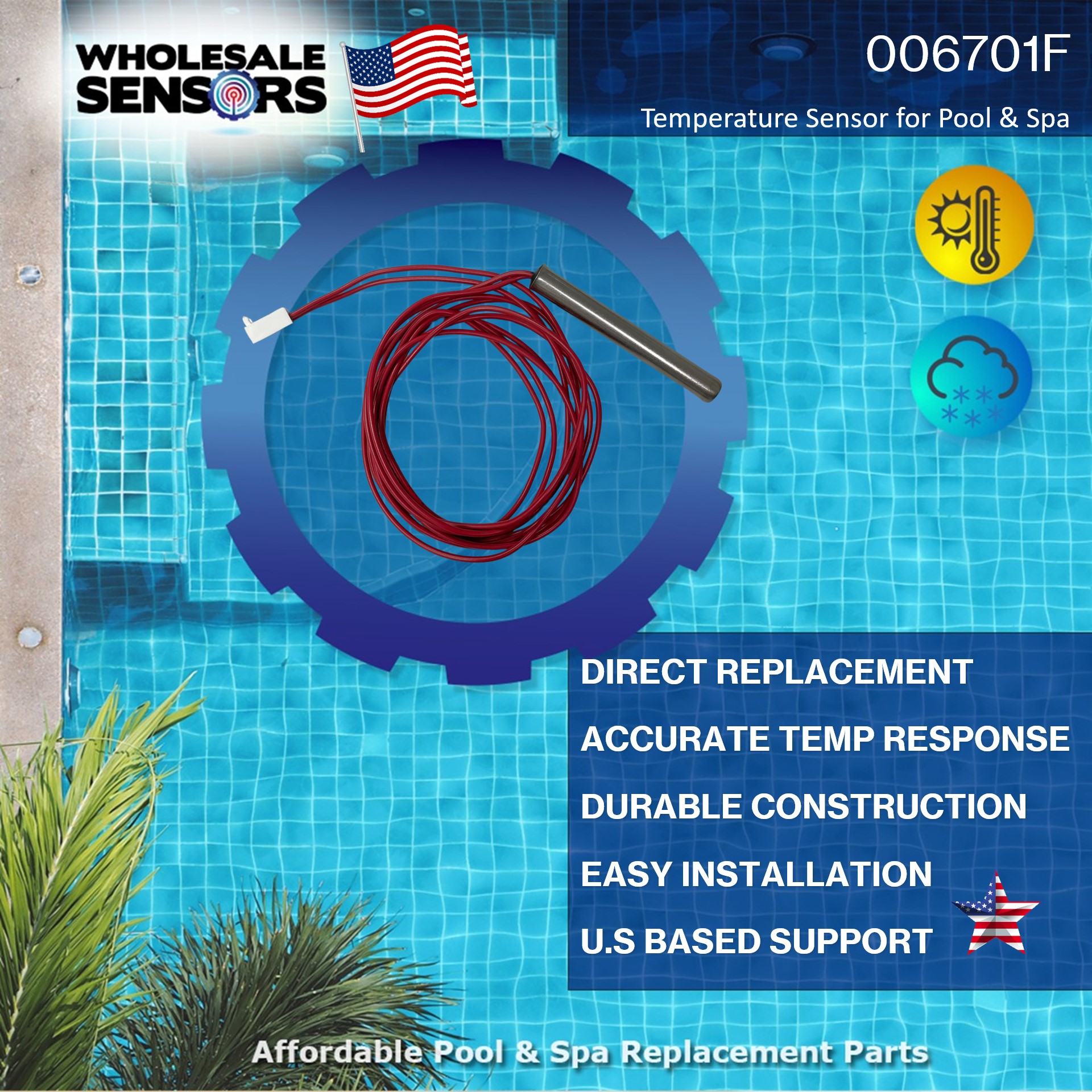 Raypak 006701F Temperature Sensor Replacement for IID Pool and Spa Heaters