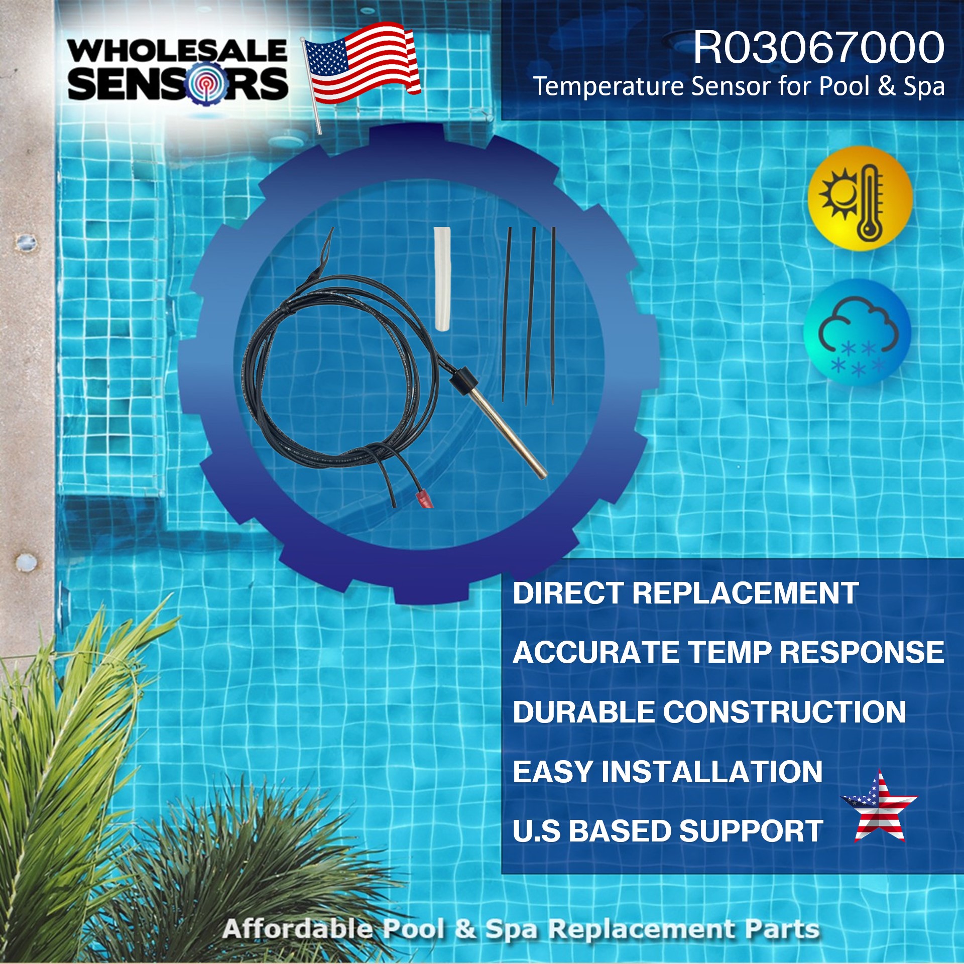 Jandy R0367000 Replacement Temperature Sensor for Pool and Spa Heaters with 12 Month Warranty by Wholesale Sensors