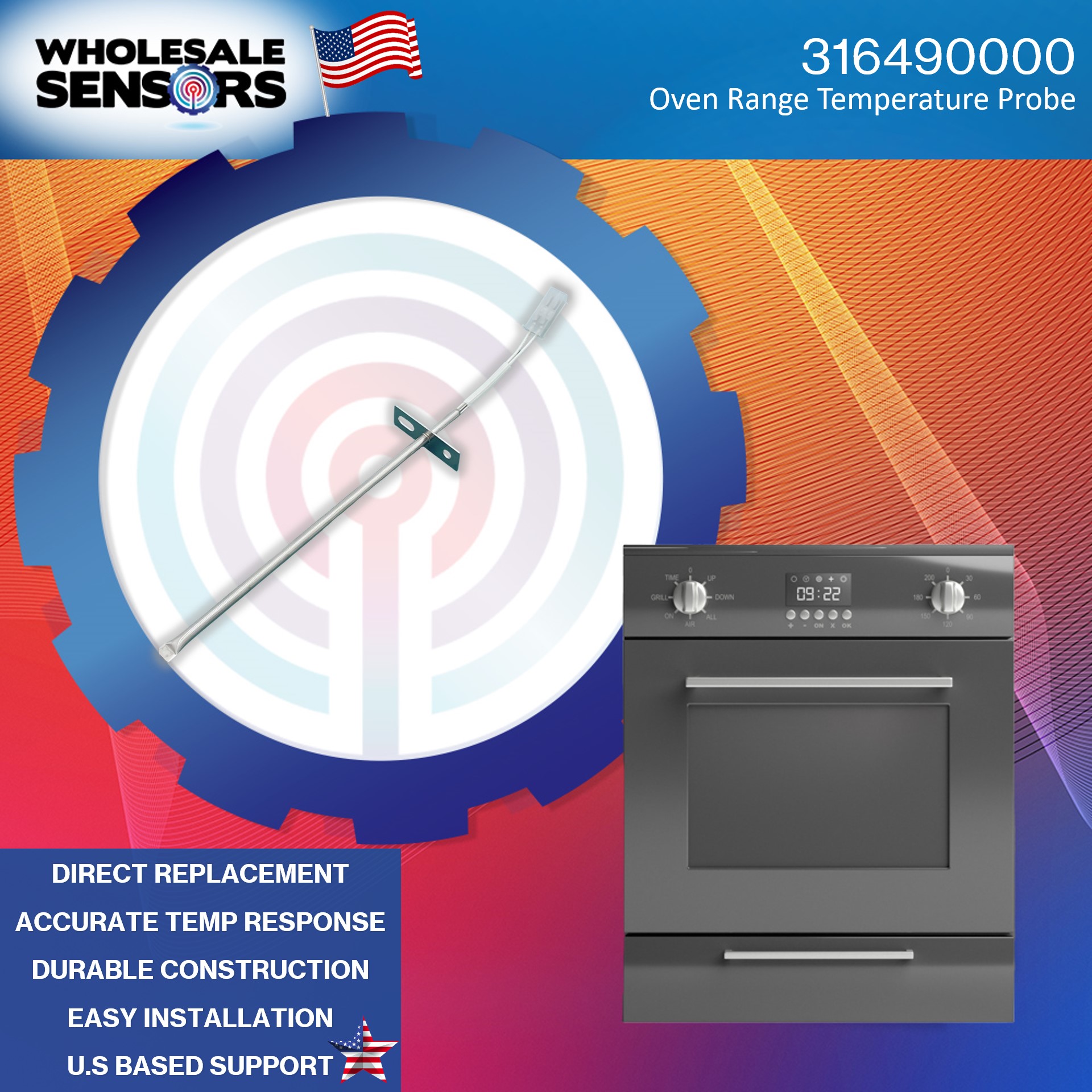 Replacement for Frigidaire 316490000 Oven Probe Temperature Sensor Made in The USA 12-Month Warranty - Image 2