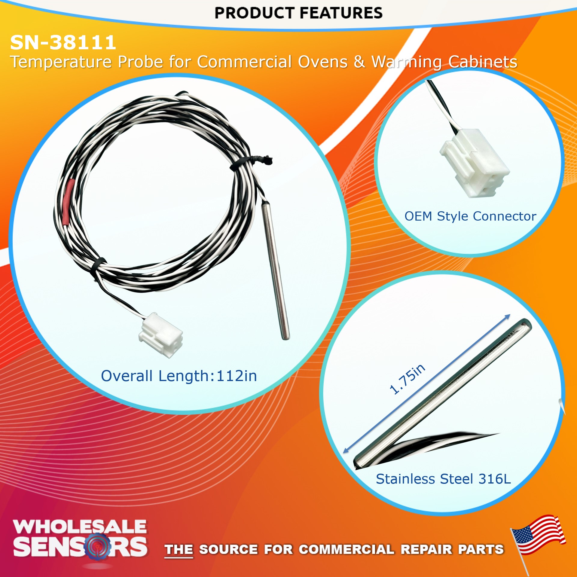 Reliable Alto-Shaam SN-38111 Temperature Sensor Replacement