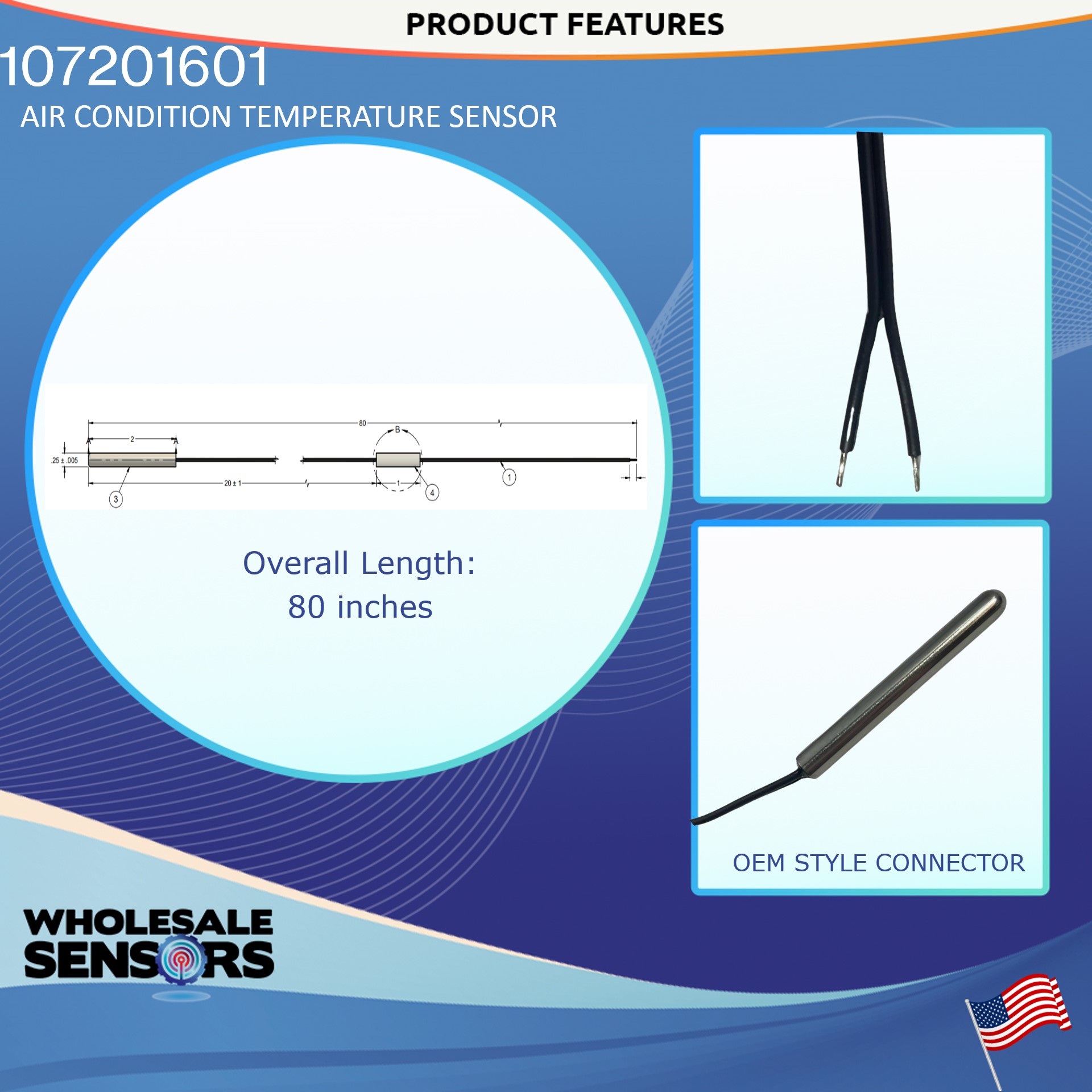 McQuay 107201601 10K Temperature Sensor Replacement