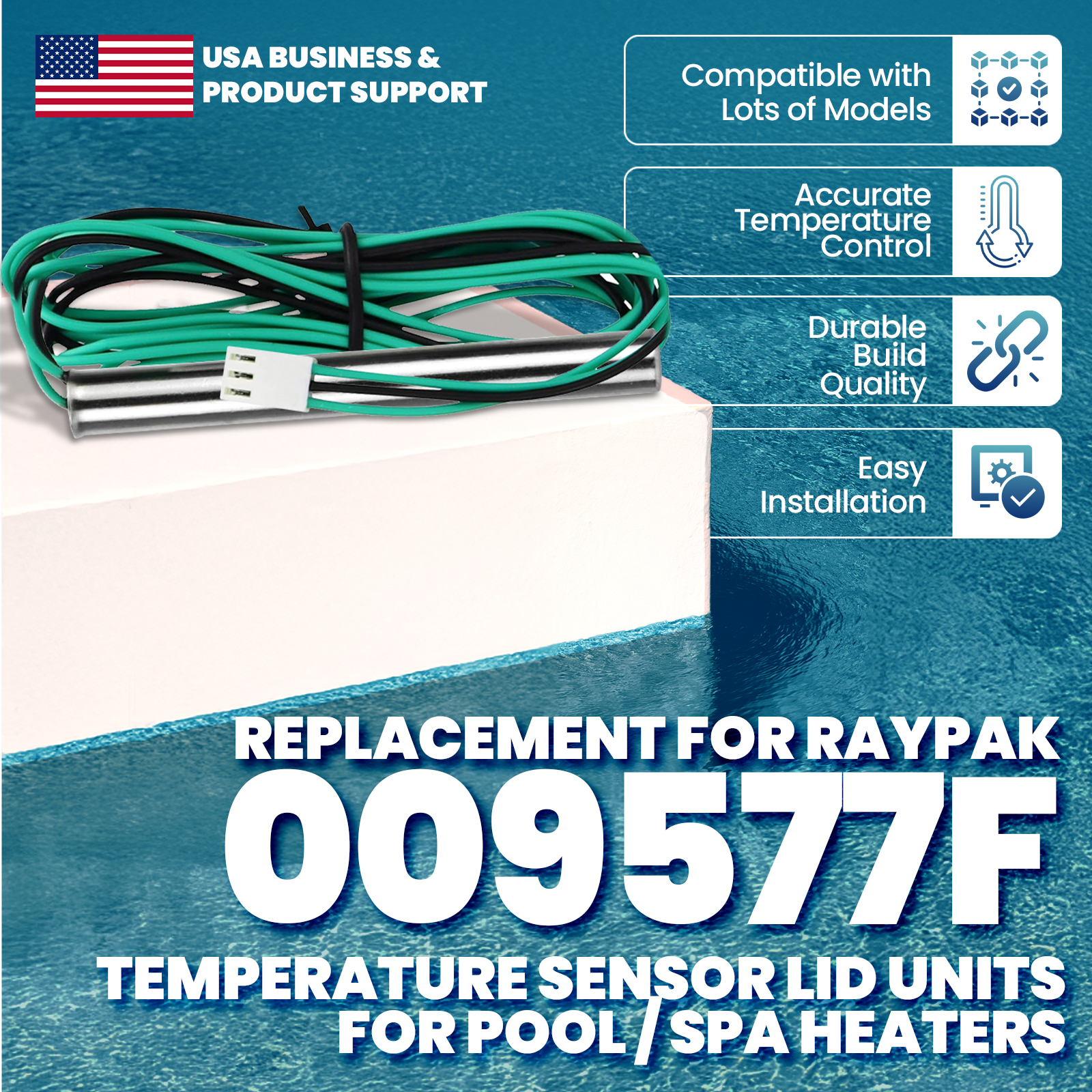 Trusted Replacement for Raypak 009577F Temperature Sensor IID Units for Pool & Spa Heaters | 12 Month Warranty & USA Support - Image 2
