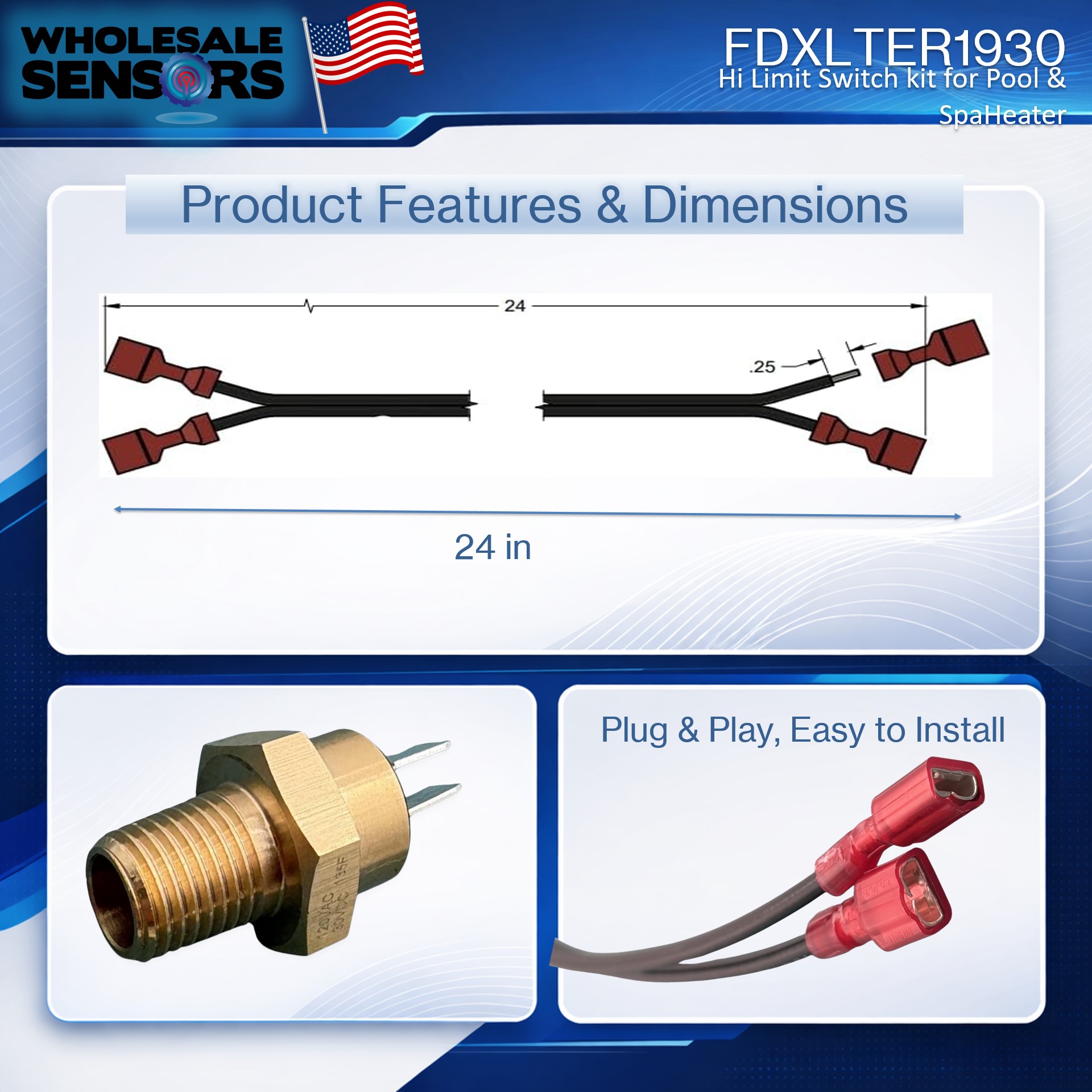 Hayward FDXLHLI1930 Heater High Limit Switch Kit 135°F
