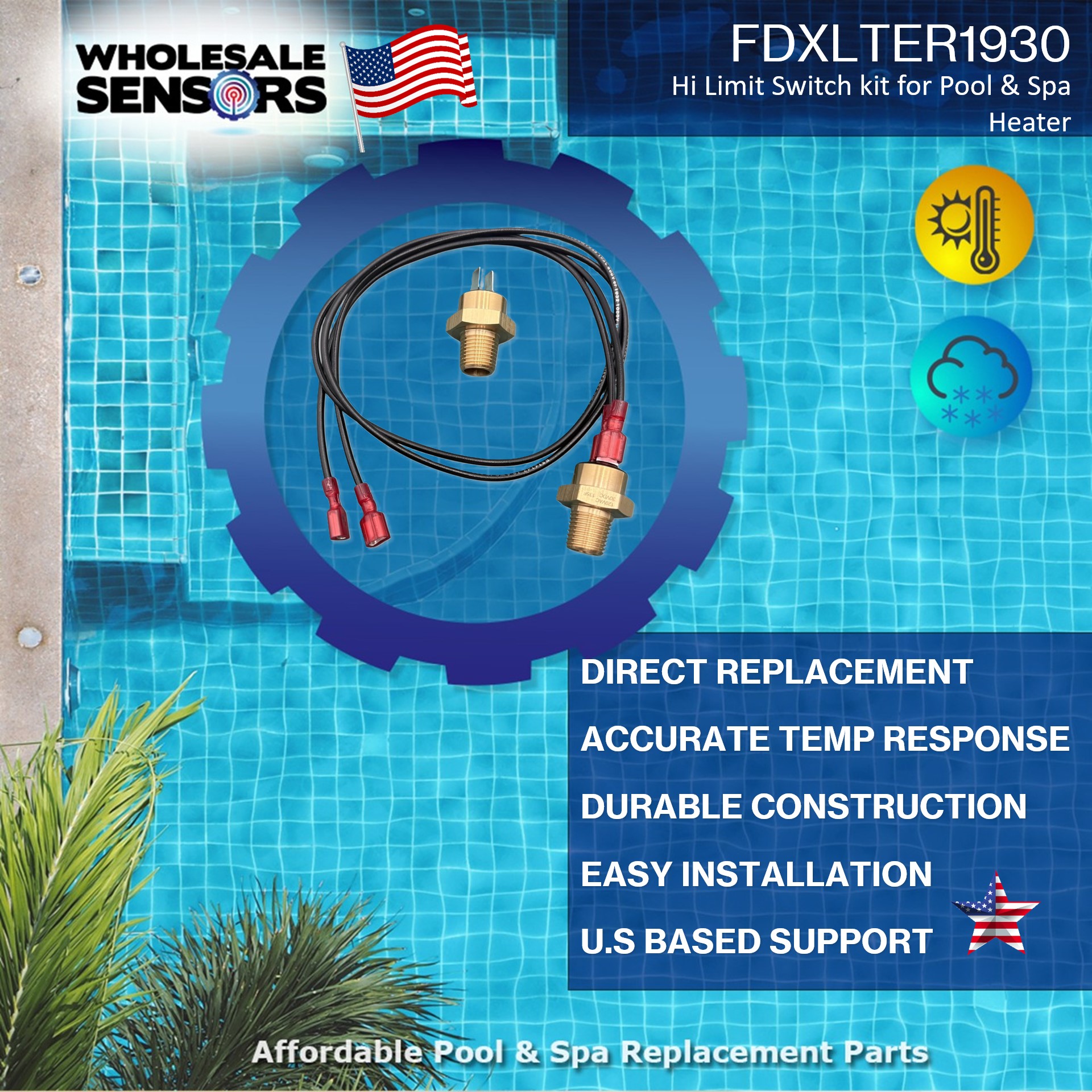 Hayward FDXLHLI1930 Heater High Limit Switch Kit 135°F