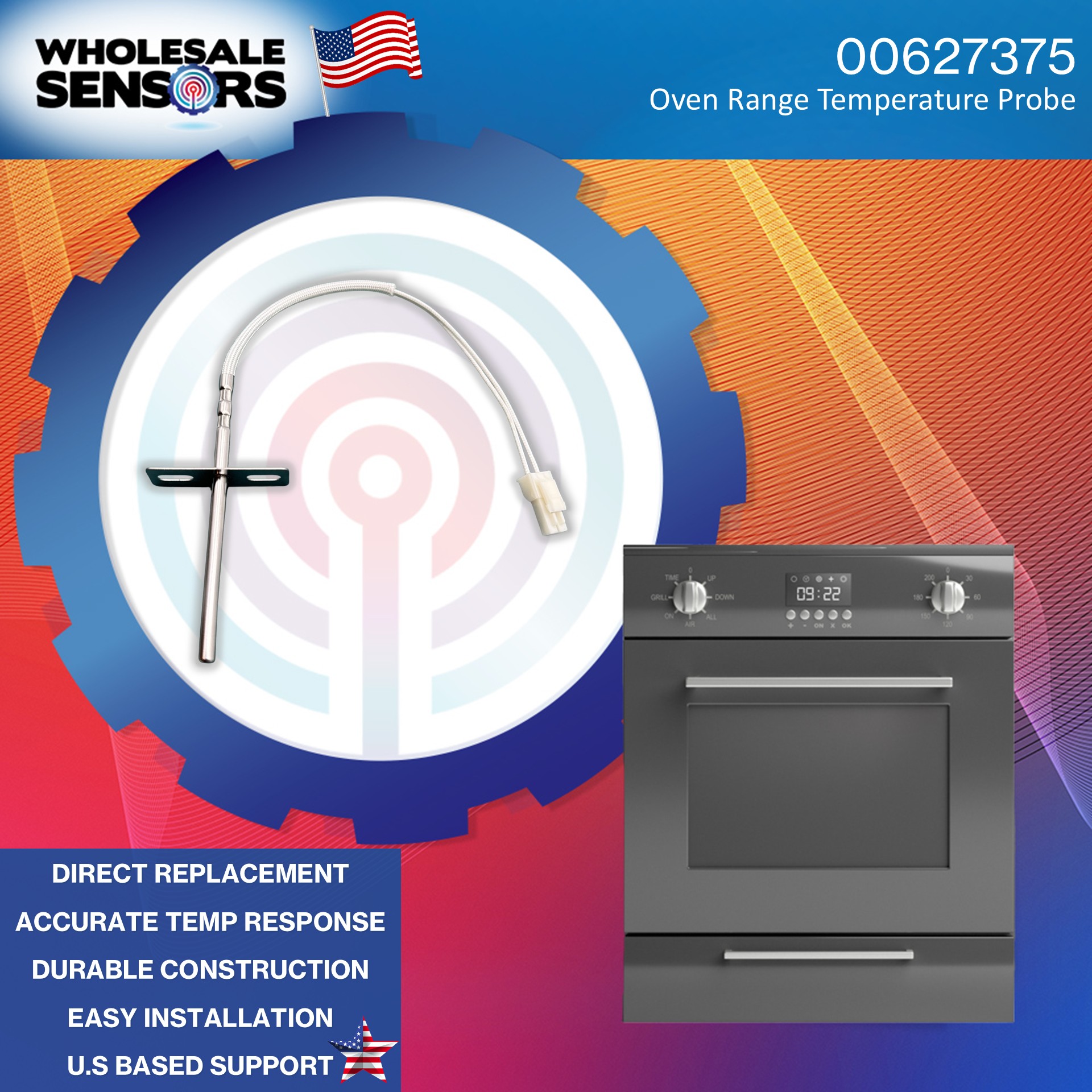 Bosch 00627375 Gas Range Oven Temperature Sensor Probe Replacement by Wholesale Sensors