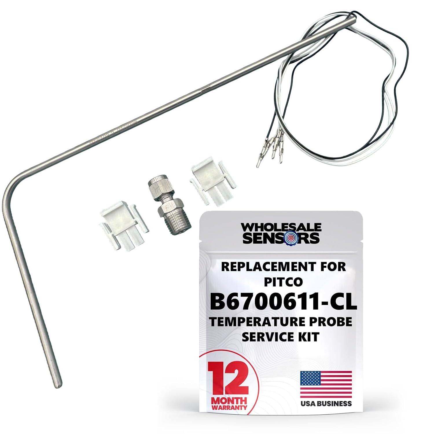 Replacement Pitco B6700611-CL Temperature Probe Service Kit with 4 Wires for SG Series Commercial Fryers, 12 Month Warranty & USA Business