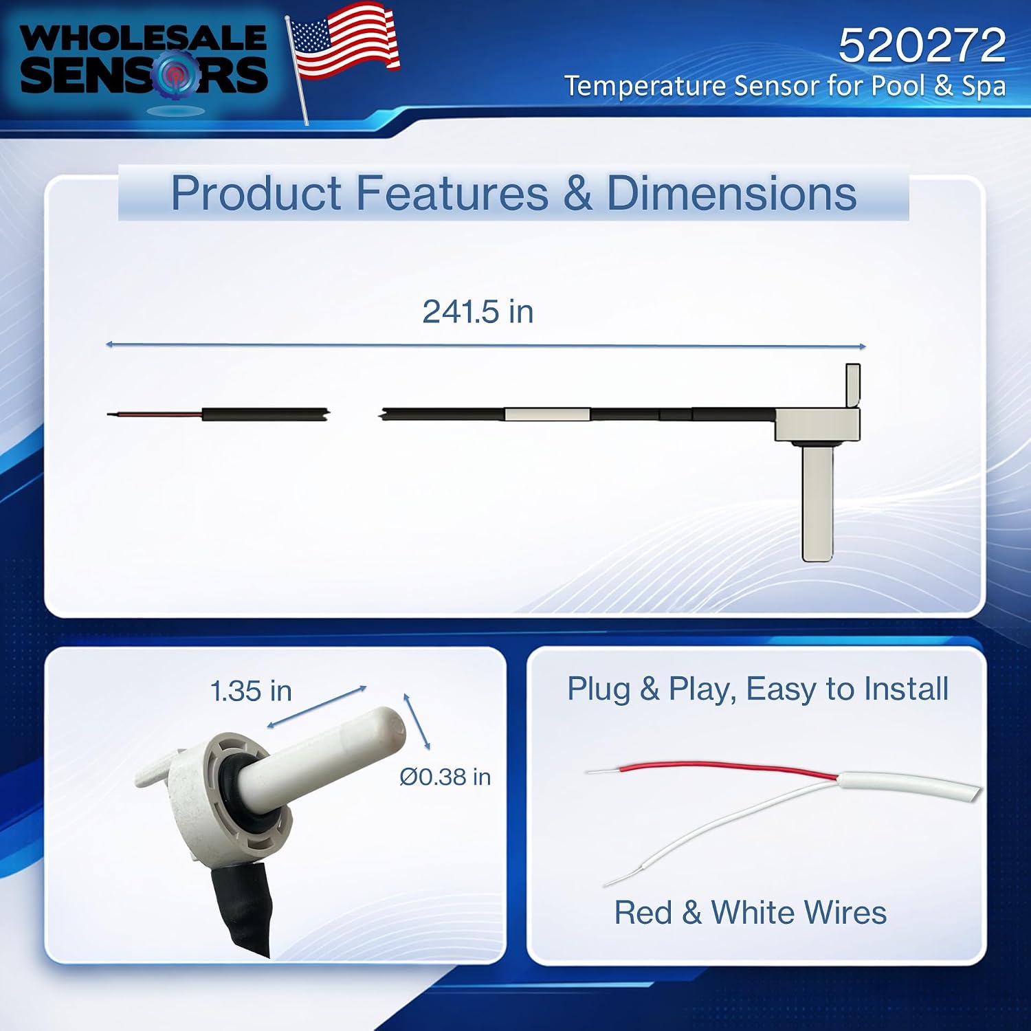 Wholesale Sensors Replacement for Pentair 520272 Black Temperature Sensor, 20FT Cable | 12-Month Warranty & USA Support - Image 3