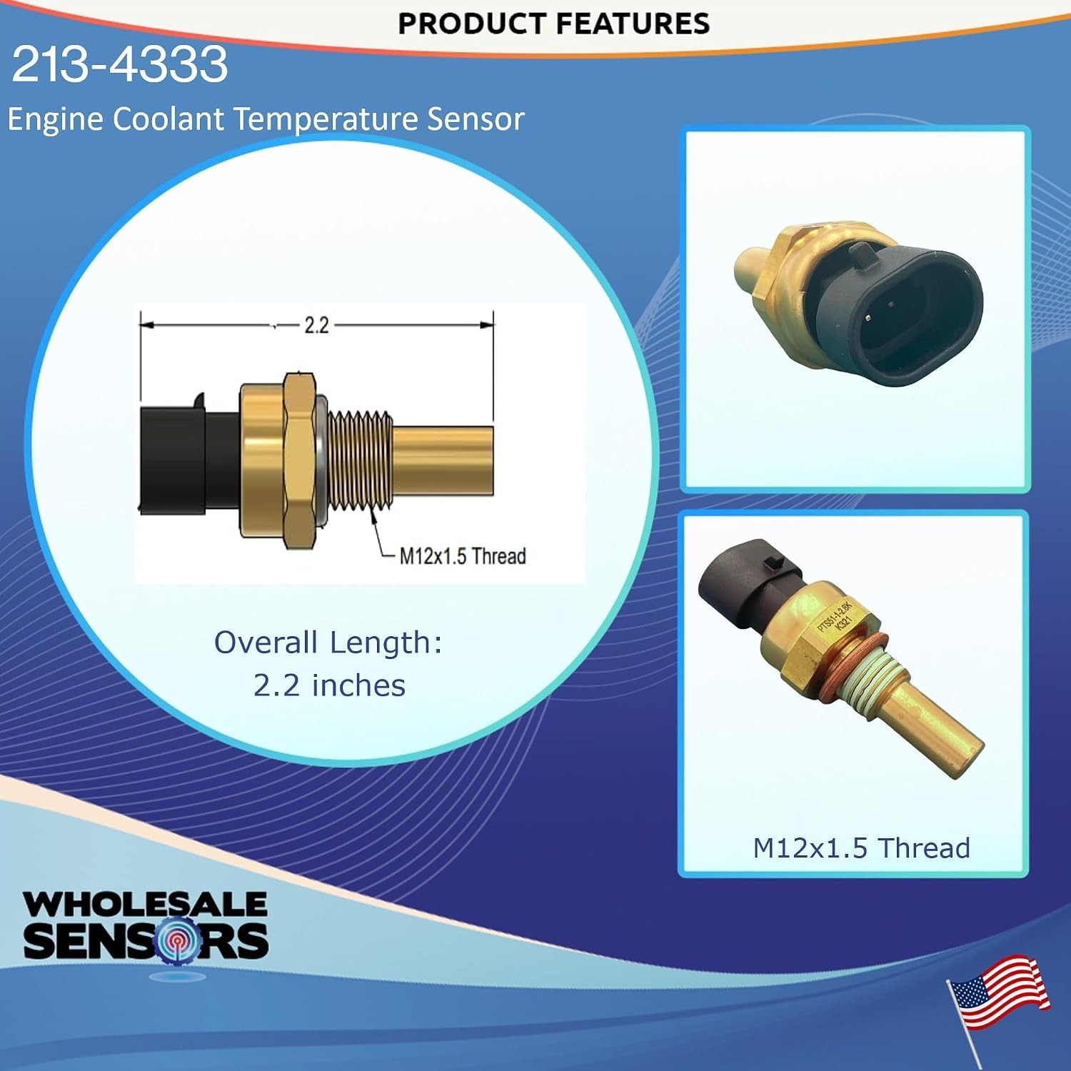 Replacement GM 213-4333 Engine Coolant Temperature Sensor 12 Month Warranty & USA Support - Image 3