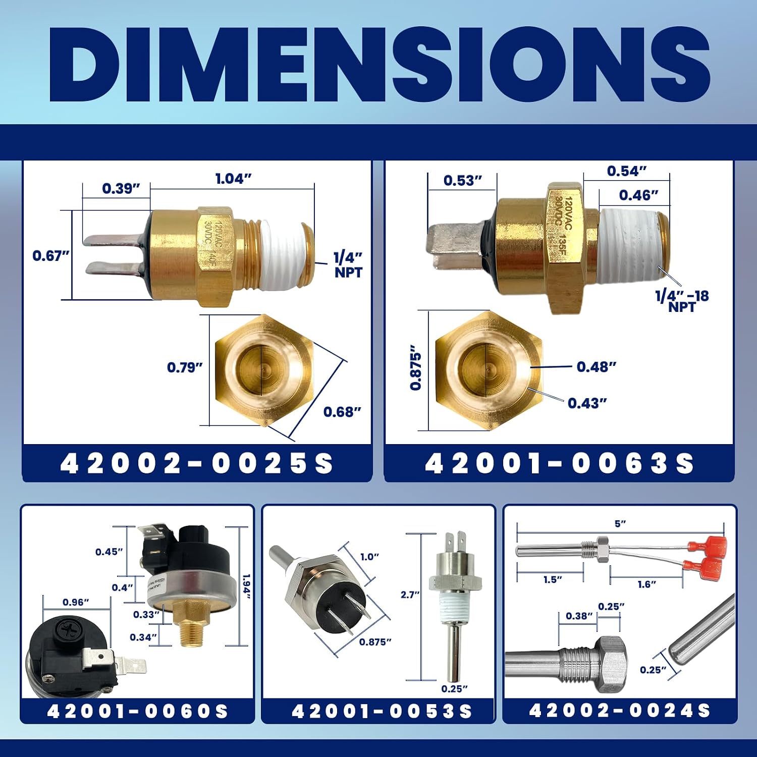 Wholesale Sensors Replacement for Pentair Pool Spa Heater Repair Kit USA Business, 5-Piece Kit, Includes 42002-0024S, 42001-0063S, 42002-0025S, 42001-0060S, 42001-0053S - Image 3