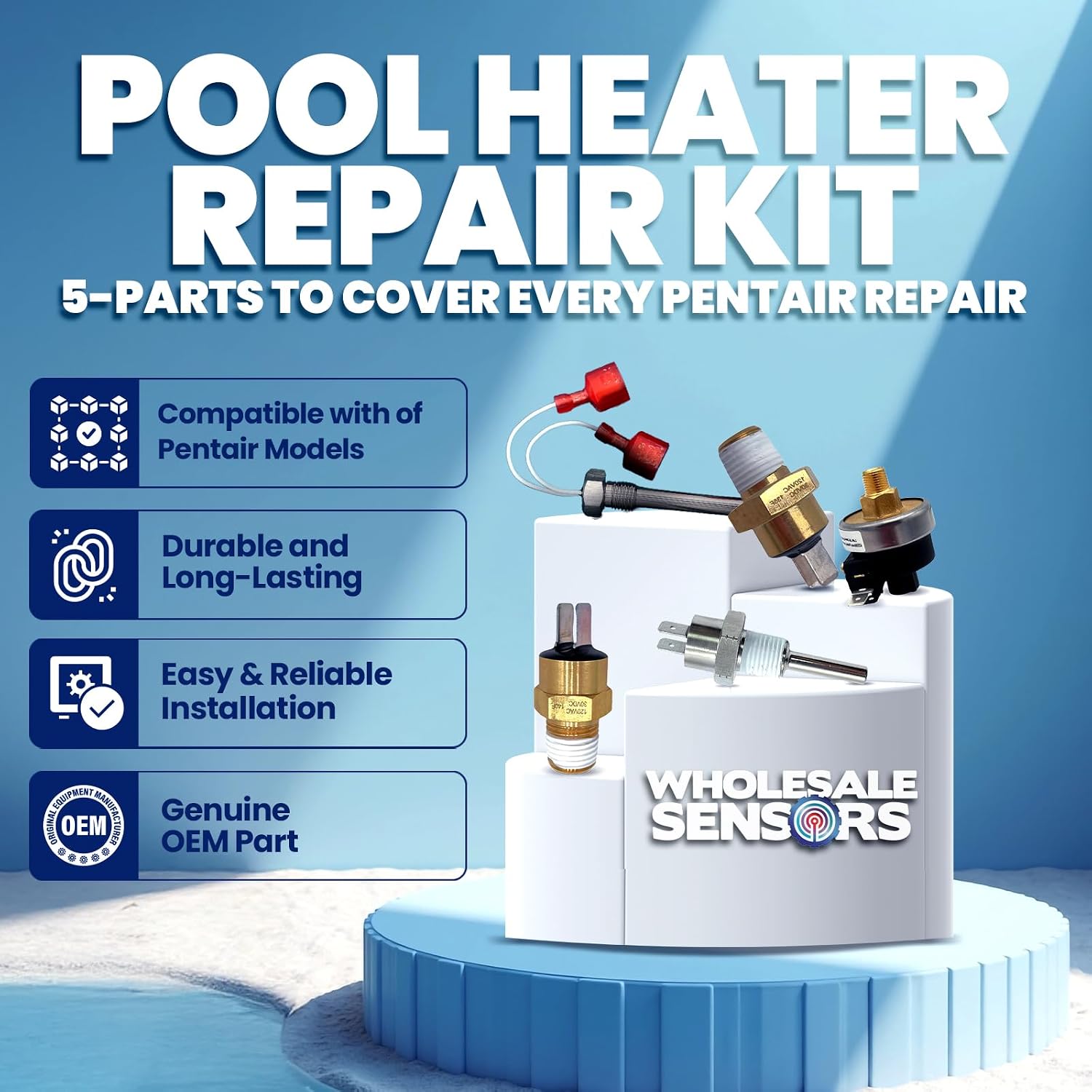 Wholesale Sensors Replacement for Pentair Pool Spa Heater Repair Kit USA Business, 5-Piece Kit, Includes 42002-0024S, 42001-0063S, 42002-0025S, 42001-0060S, 42001-0053S - Image 5