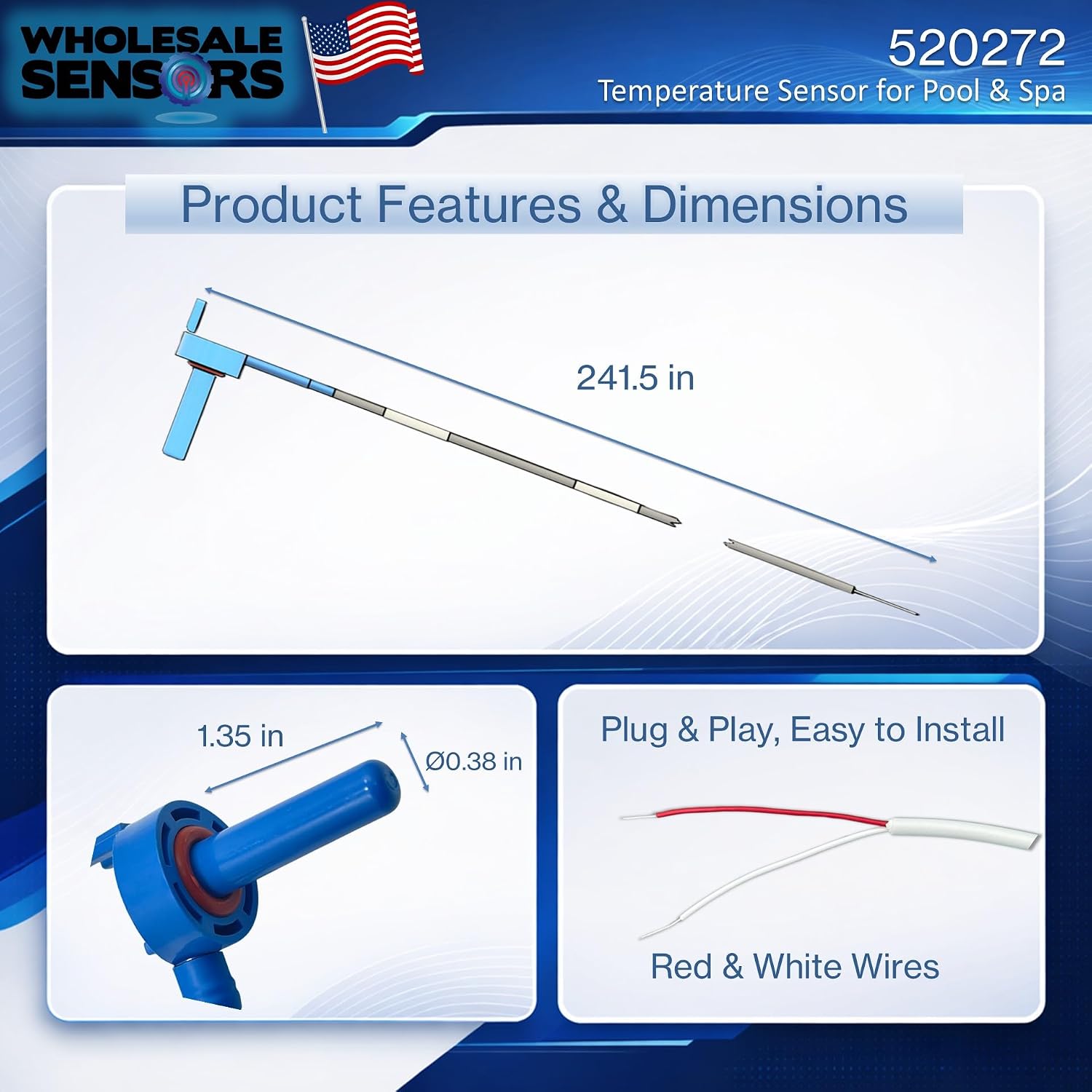 Replacement Pentair 520272 Air/Water/Solar Temperature Sensor, 20-Feet Cable for Pool/Spa 12 Month Warranty - Image 3