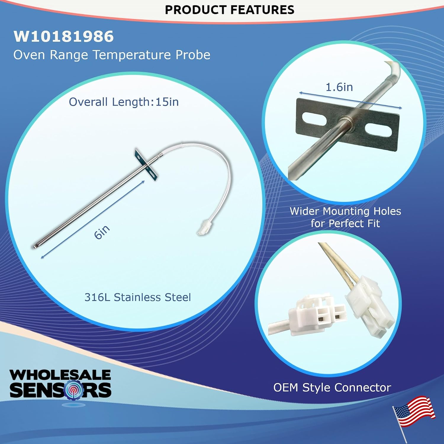 Replacement Whirlpool W10181986 Oven Range Temperature Sensor 12-Month Warranty & USA Support - Image 3