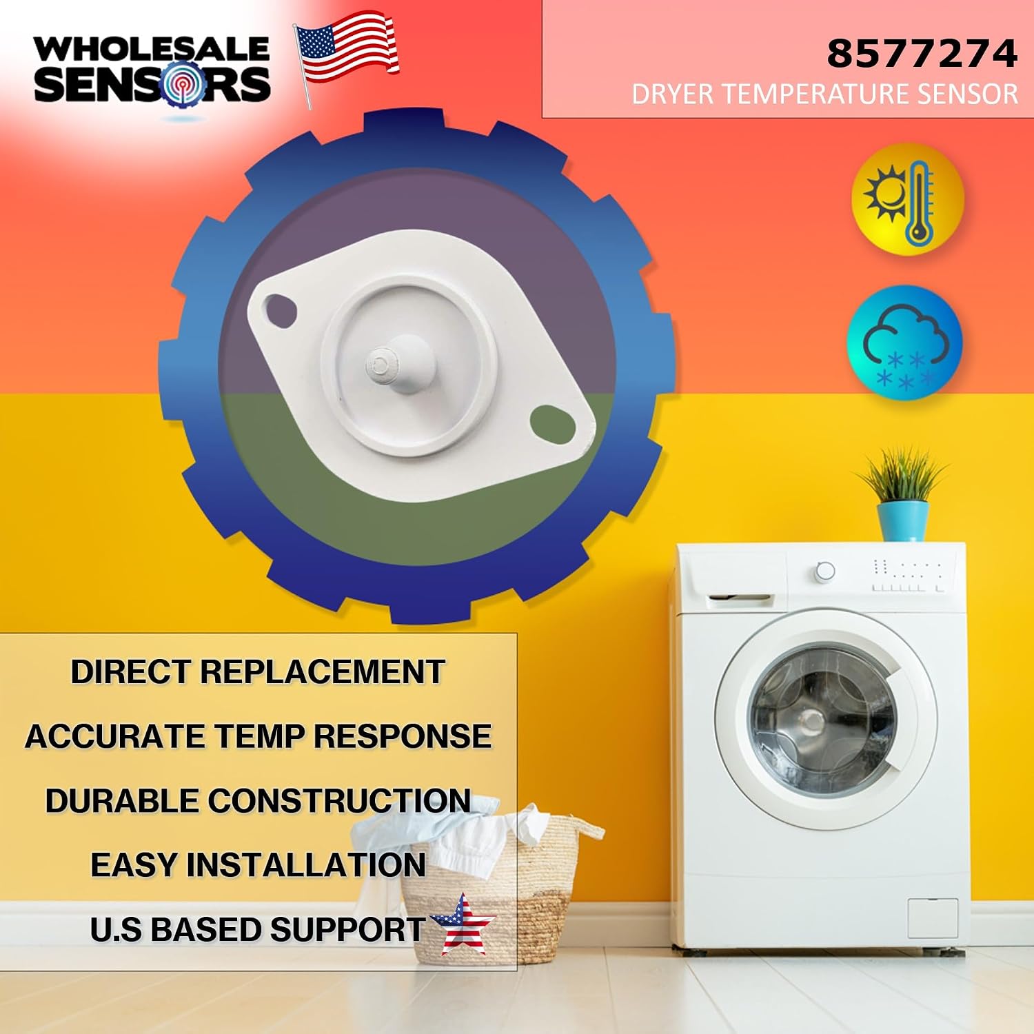 Replacement Whirlpool 8577274 WP8577274 Dryer Thermistor 12 Month Warranty, USA Support - Image 2