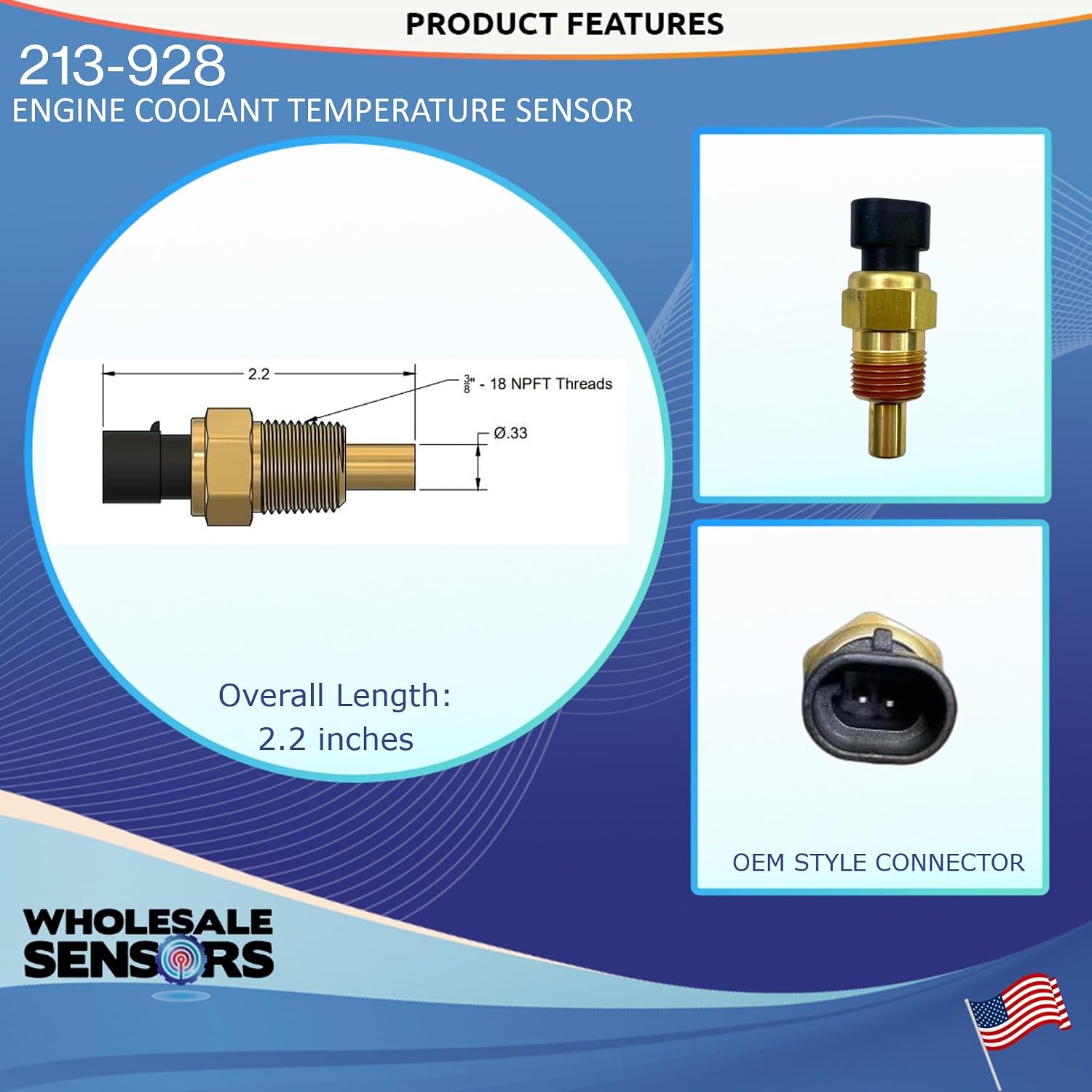 Replacement ACDelco GM 213-928 Engine Coolant Temperature Sensor (ECT) 12 Month Warranty & USA Support - Image 2