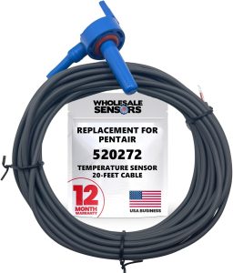 Replacement Pentair 520272 Air/Water/Solar Temperature Sensor, 20-Feet Cable for Pool/Spa 12 Month Warranty