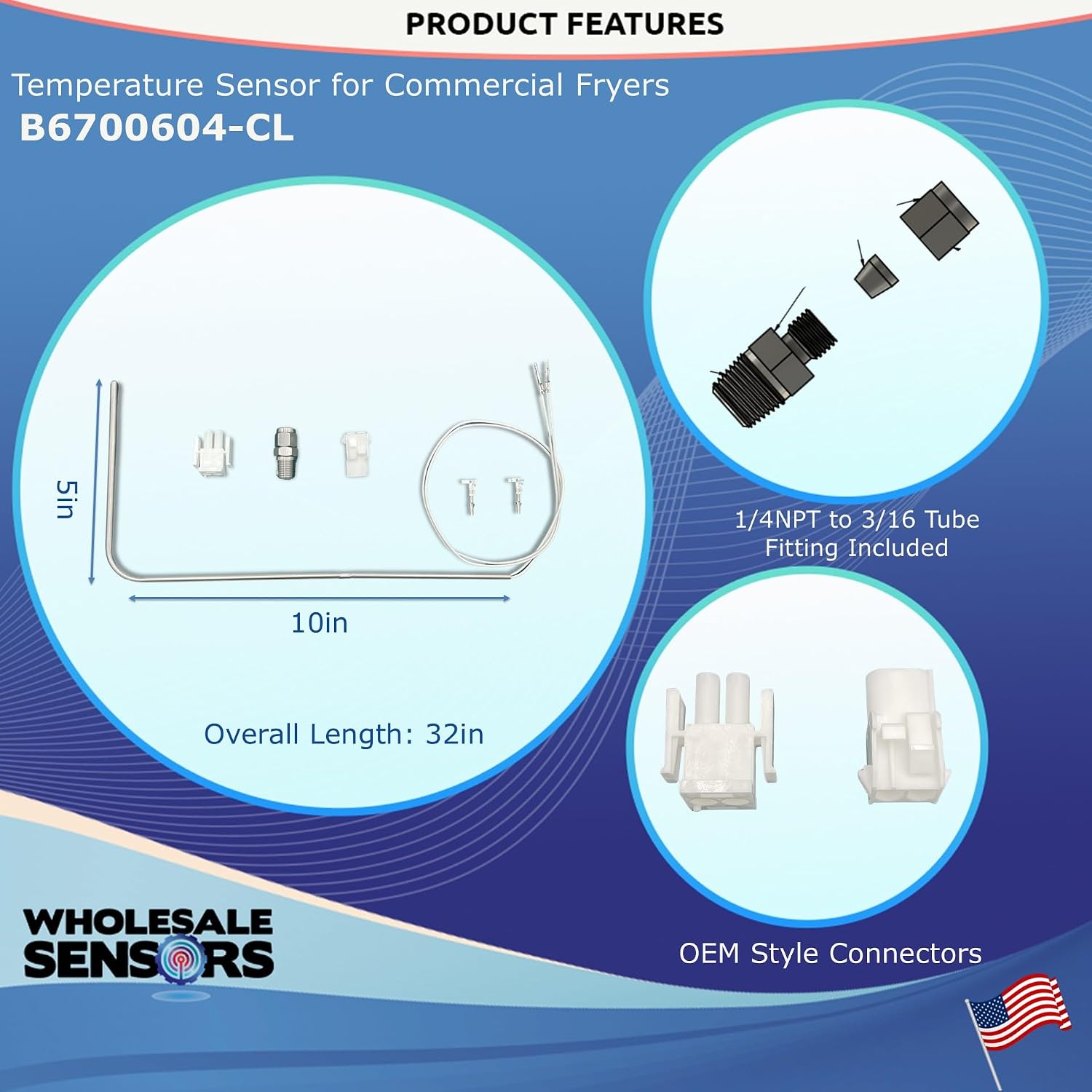 Replacement Pitco B6700604-CL Temperature Probe Service Kit, SG 12 Month Warranty & USA Support - Image 2